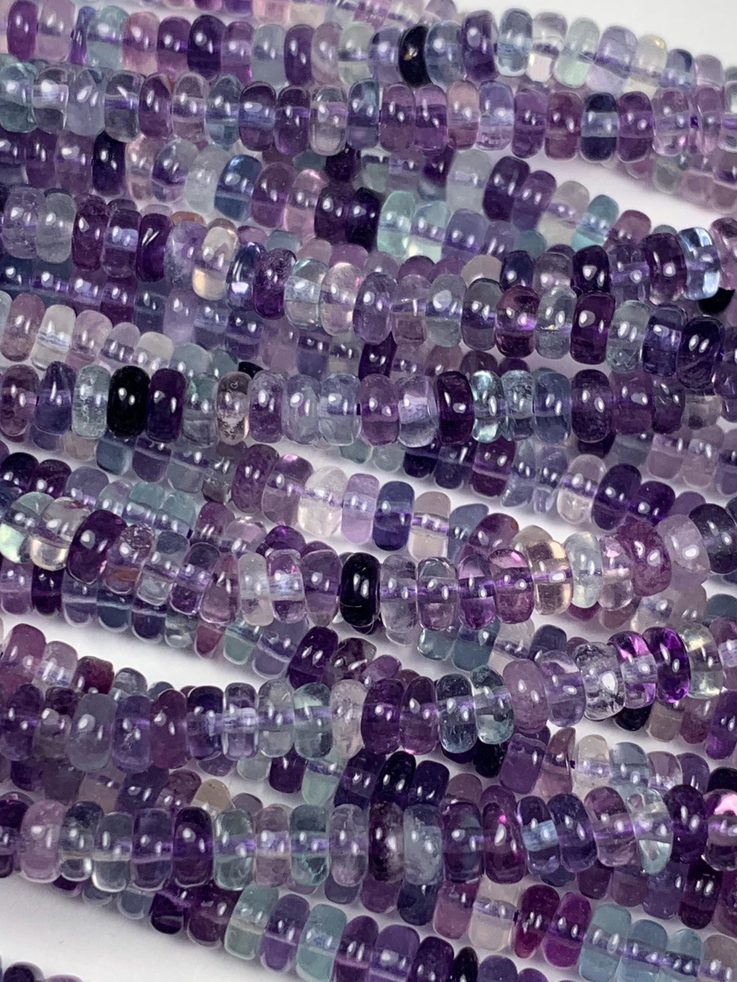 2x4mm High Quality Natural Purple Light Blue Transparent Fluorite Smooth Rondelle Beads 15.5" Strand