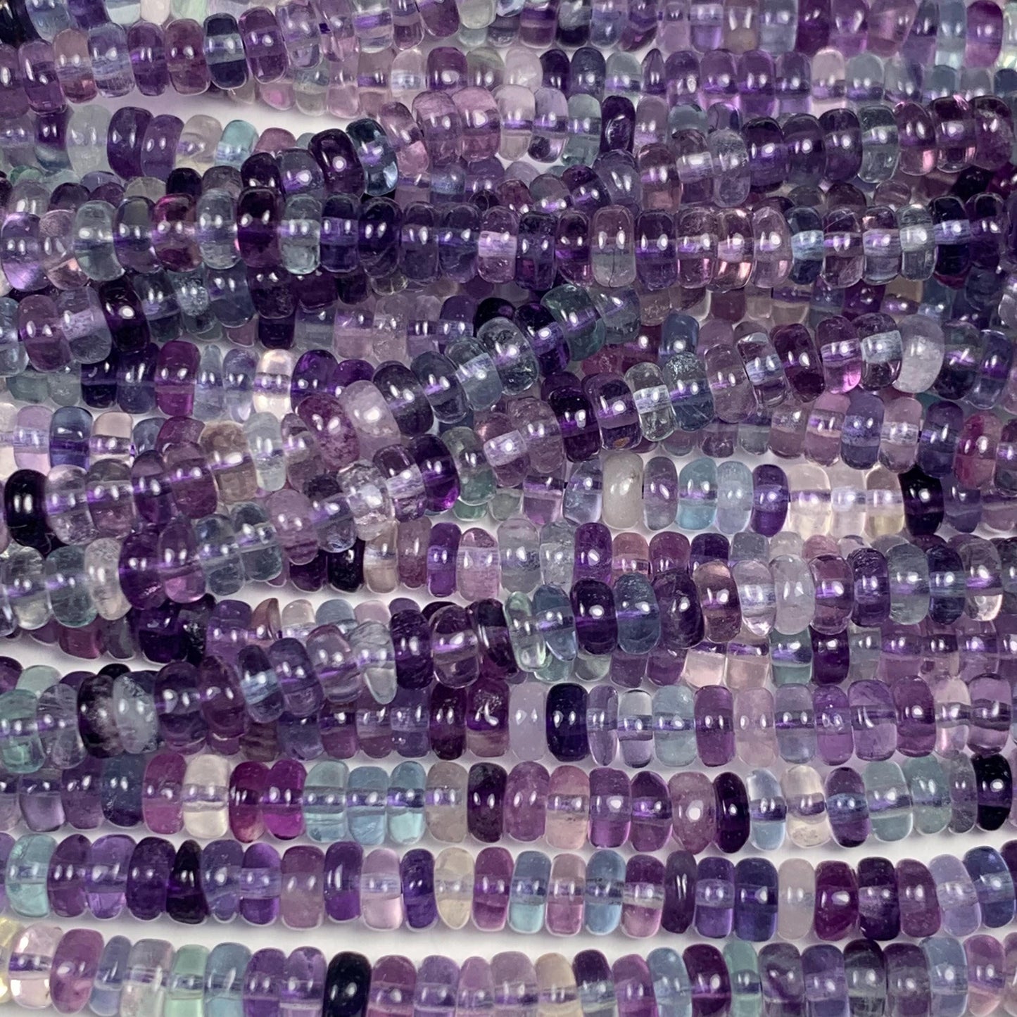 2x4mm High Quality Natural Purple Light Blue Transparent Fluorite Smooth Rondelle Beads 15.5" Strand