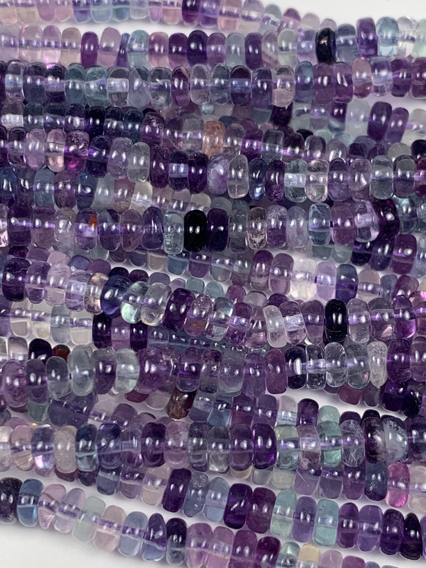 2x4mm High Quality Natural Purple Light Blue Transparent Fluorite Smooth Rondelle Beads 15.5" Strand