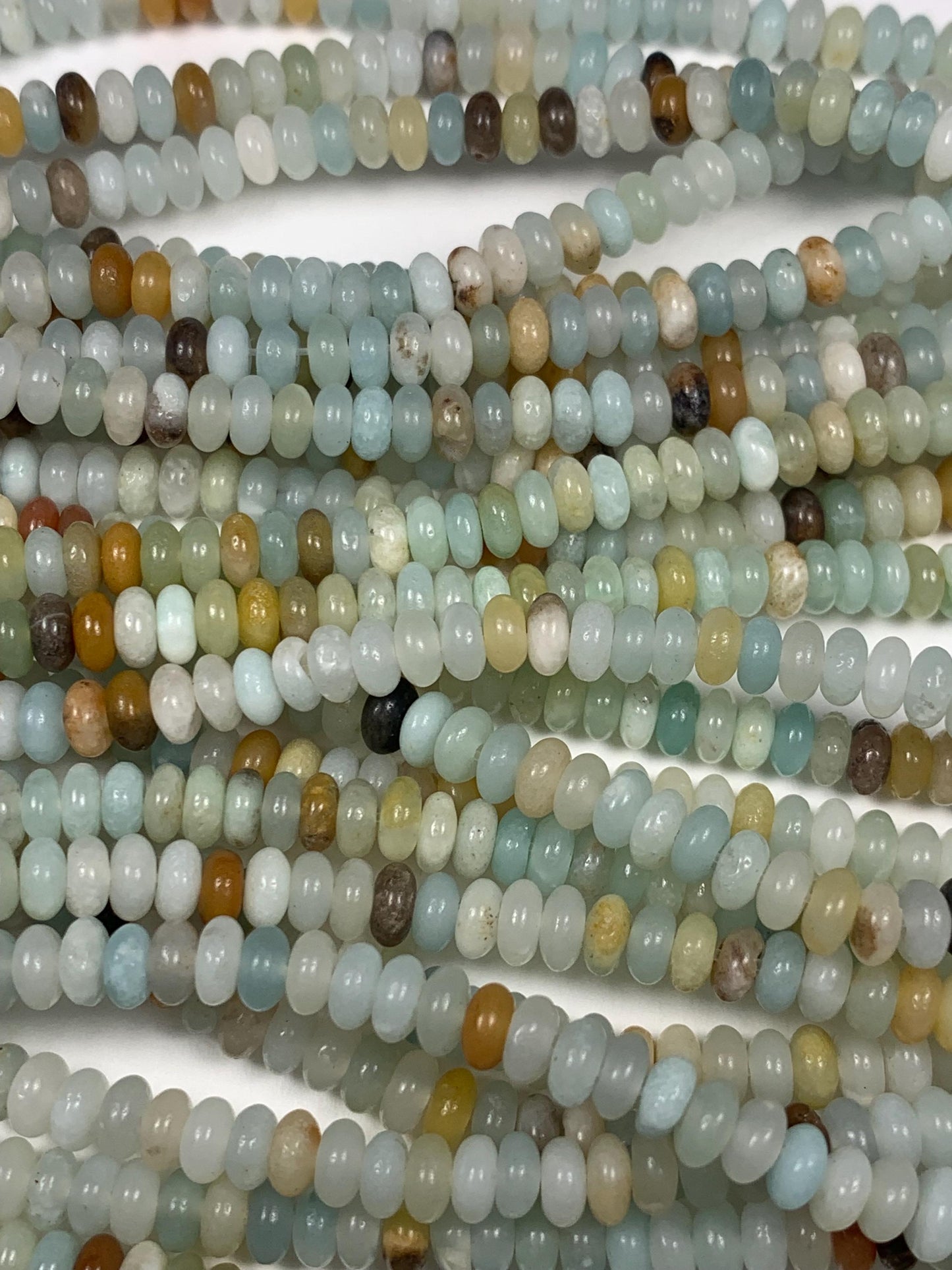 2x4mm Good quality Genuine Natural Blue Yellow Brown Amazonite Smooth Rondelle Beads 15" Strand