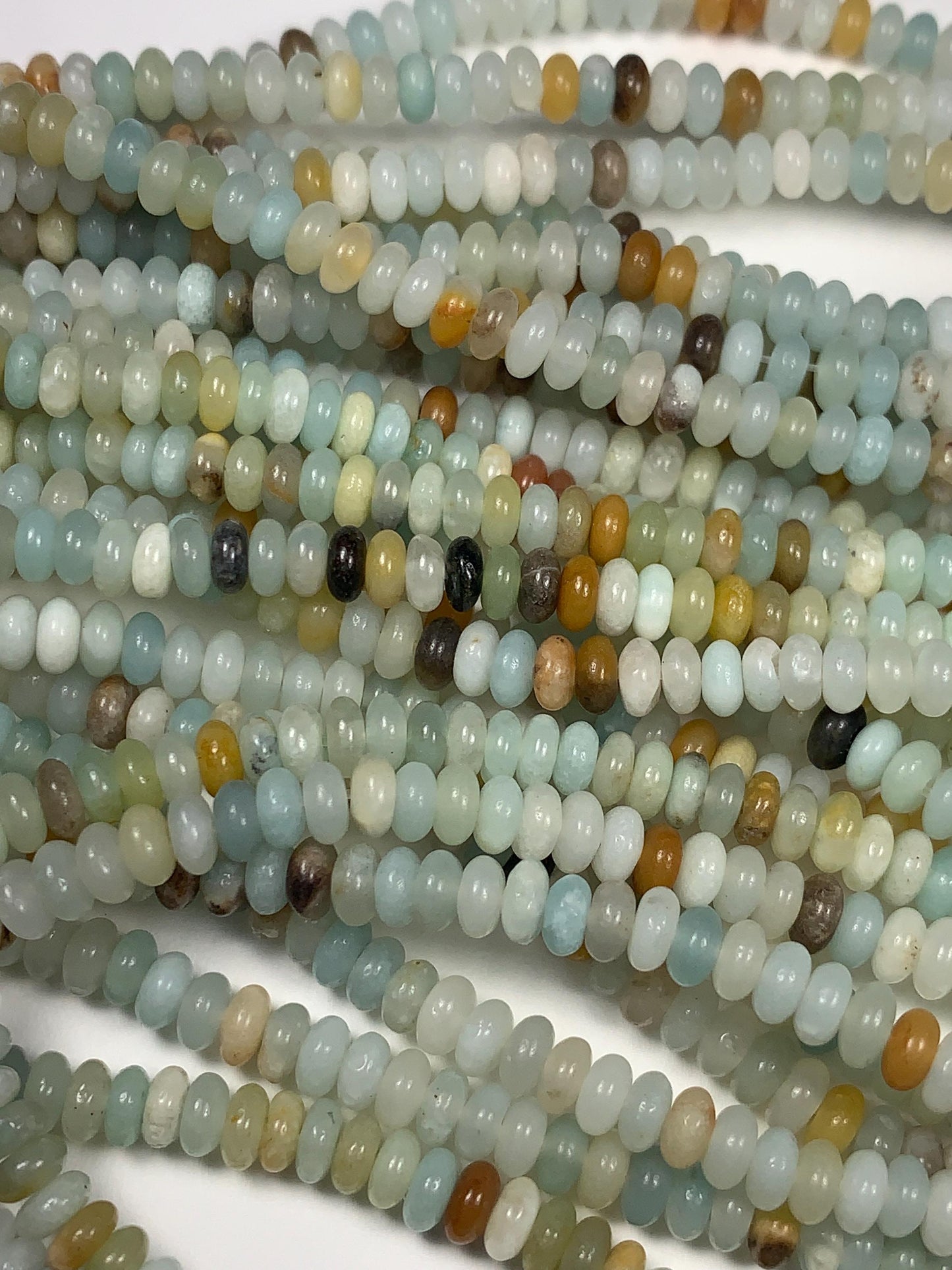 2x4mm Good quality Genuine Natural Blue Yellow Brown Amazonite Smooth Rondelle Beads 15" Strand