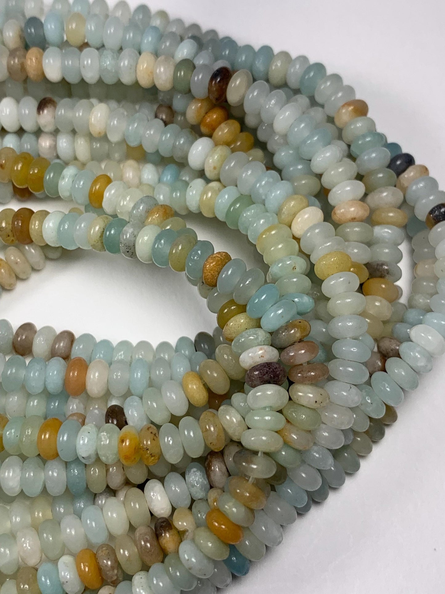 2x4mm Good quality Genuine Natural Blue Yellow Brown Amazonite Smooth Rondelle Beads 15" Strand