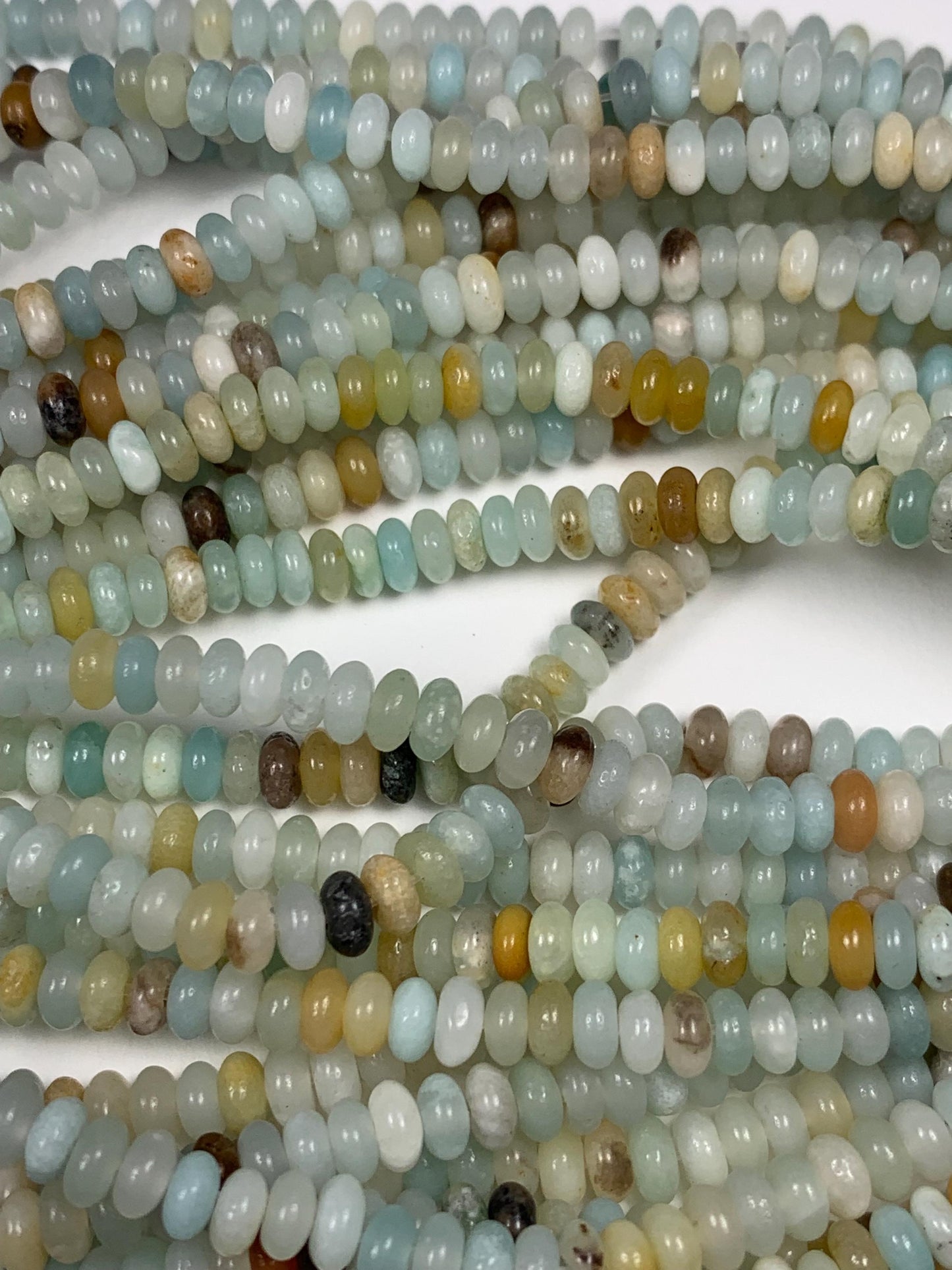 2x4mm Good quality Genuine Natural Blue Yellow Brown Amazonite Smooth Rondelle Beads 15" Strand
