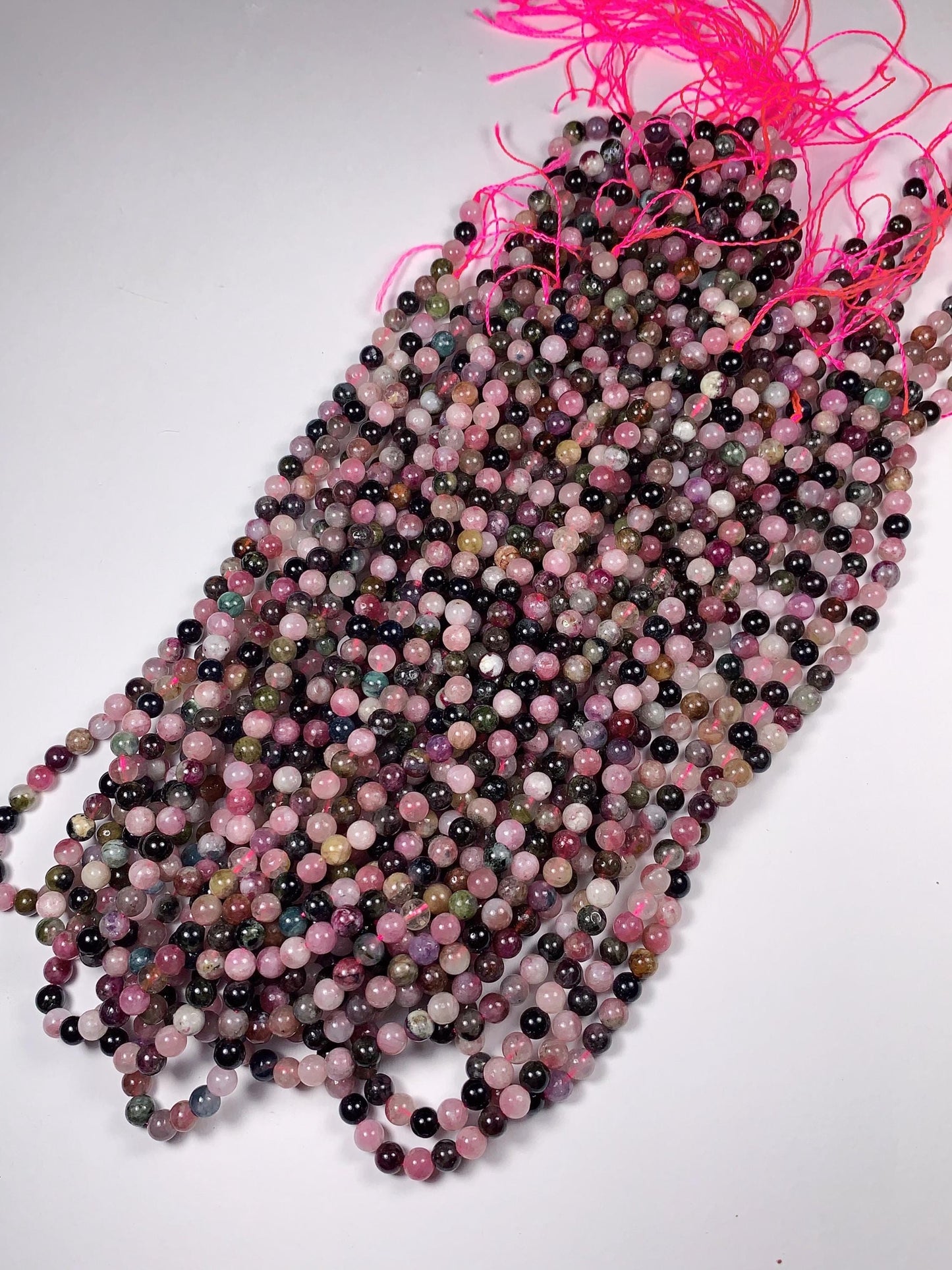 5mm Rainbow Tourmaline Smooth Round Beads: Natural Gemstone Strand 15.2