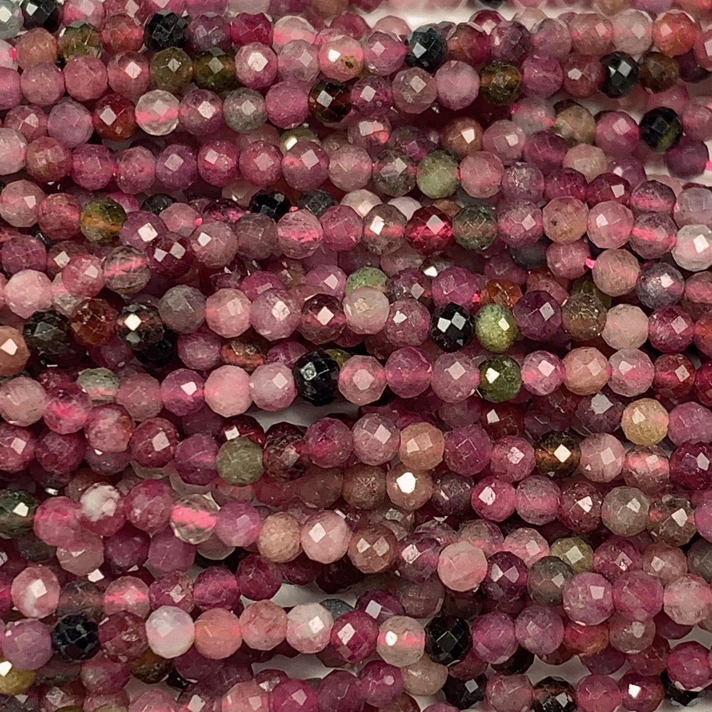 2.5mm AAA  Pink Green Black Orange Rainbow Tourmaline Faceted Round Beads  Natural Genuine 15.5" Strand PA20251033