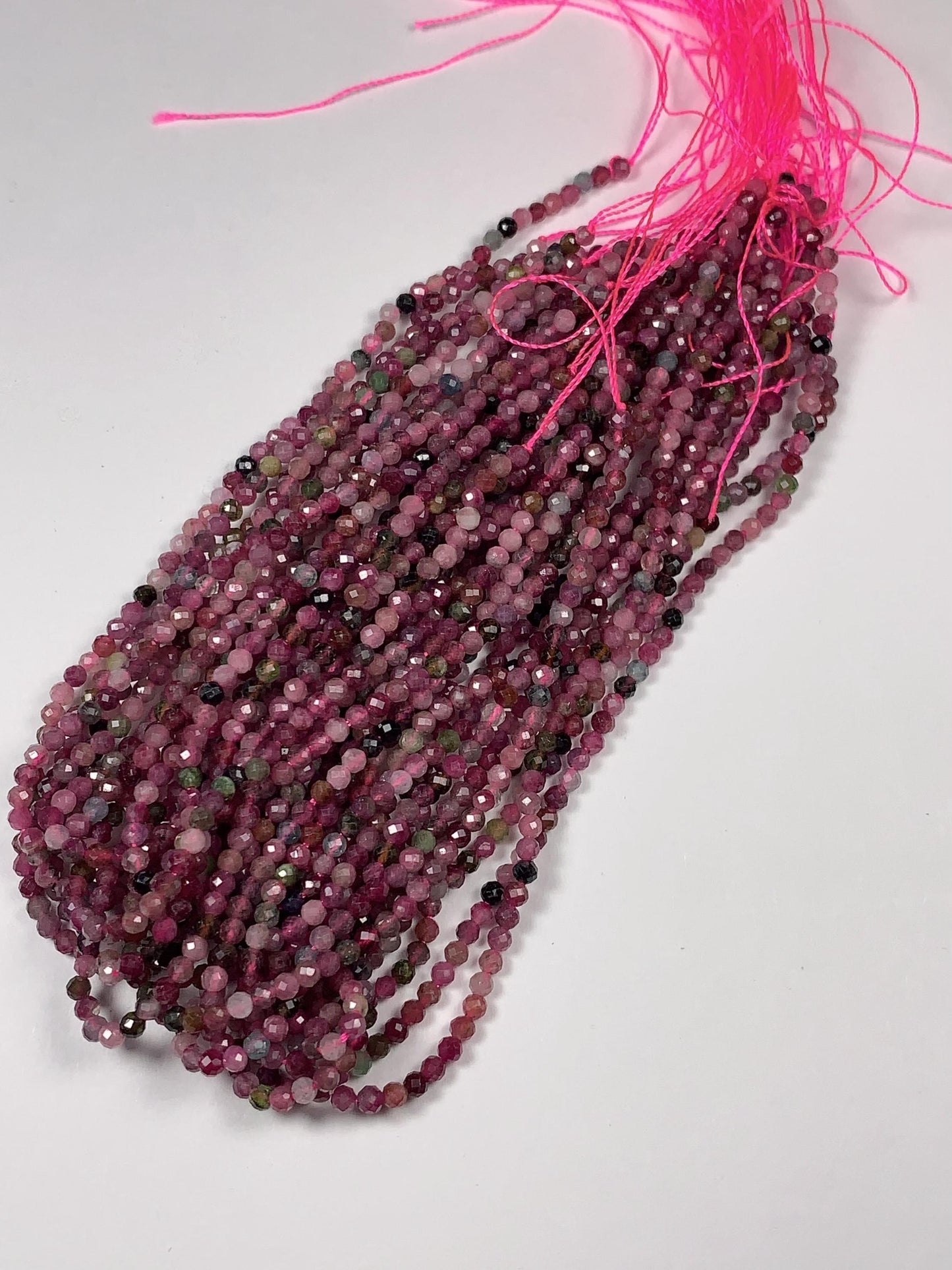 2.5mm AAA  Pink Green Black Orange Rainbow Tourmaline Faceted Round Beads  Natural Genuine 15.5" Strand PA20251033