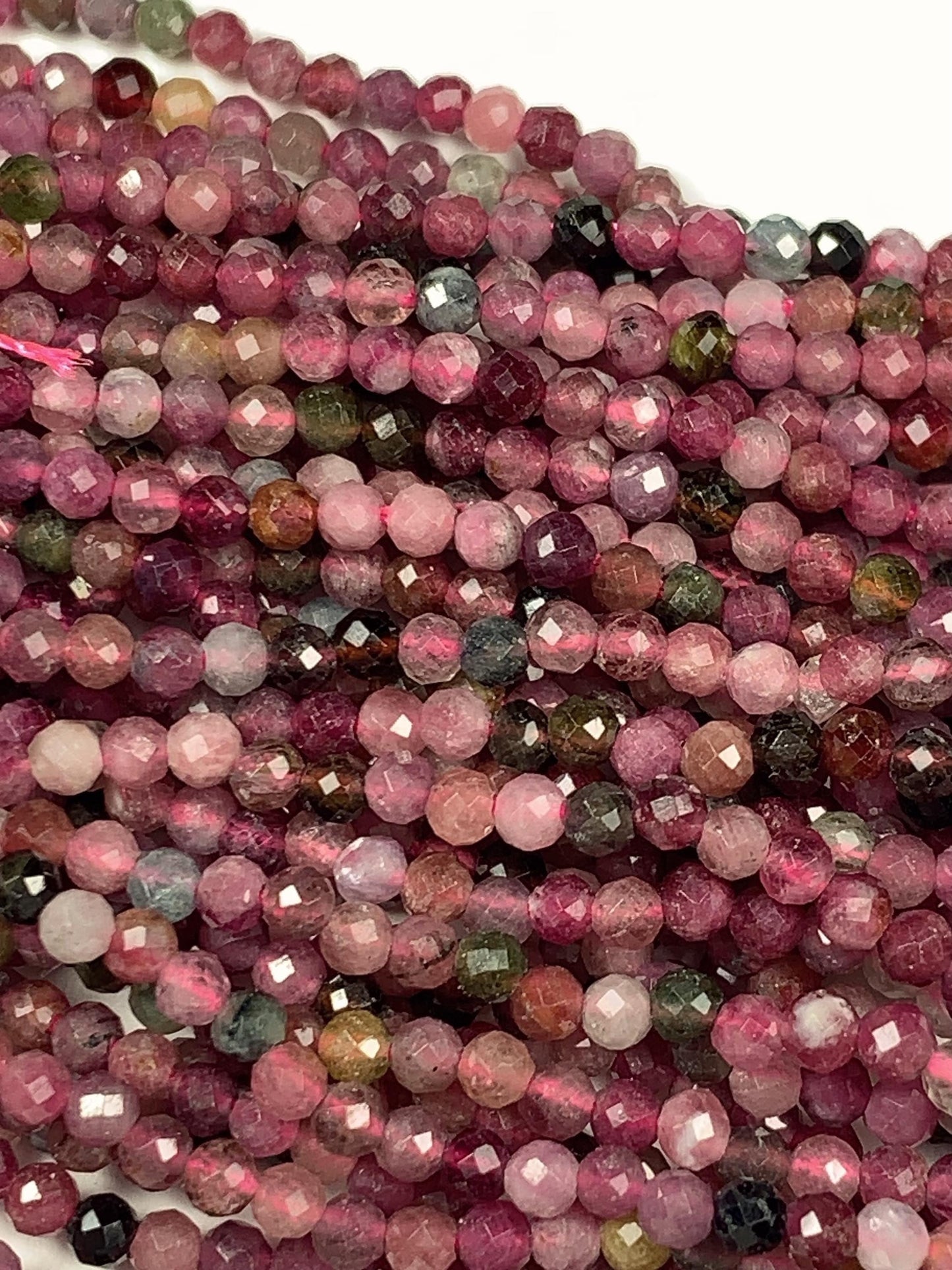 2.5mm AAA  Pink Green Black Orange Rainbow Tourmaline Faceted Round Beads  Natural Genuine 15.5" Strand PA20251033