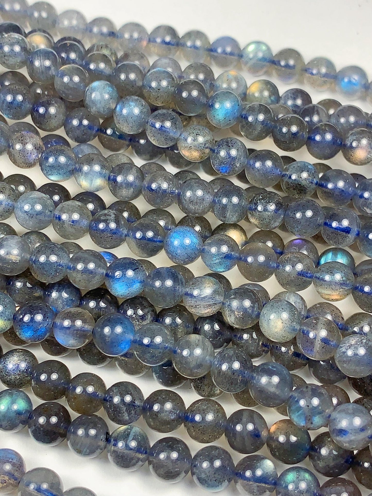 AAA++ Blue Rainbow Dark Gray Flashes Labradorite Smooth Round Beads 15.5" Strand gemstone 2mm 3mm 4mm 6mm 8mm 10mm 12mm 14mm 16mm 18mm 20mm