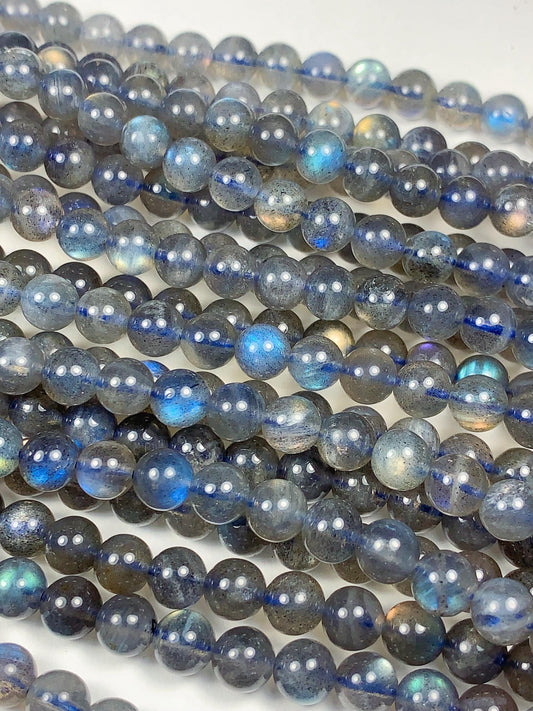 AAA++ Blue Rainbow Dark Gray Flashes Labradorite Smooth Round Beads 15.5" Strand gemstone 2mm 3mm 4mm 6mm 8mm 10mm 12mm 14mm 16mm 18mm 20mm