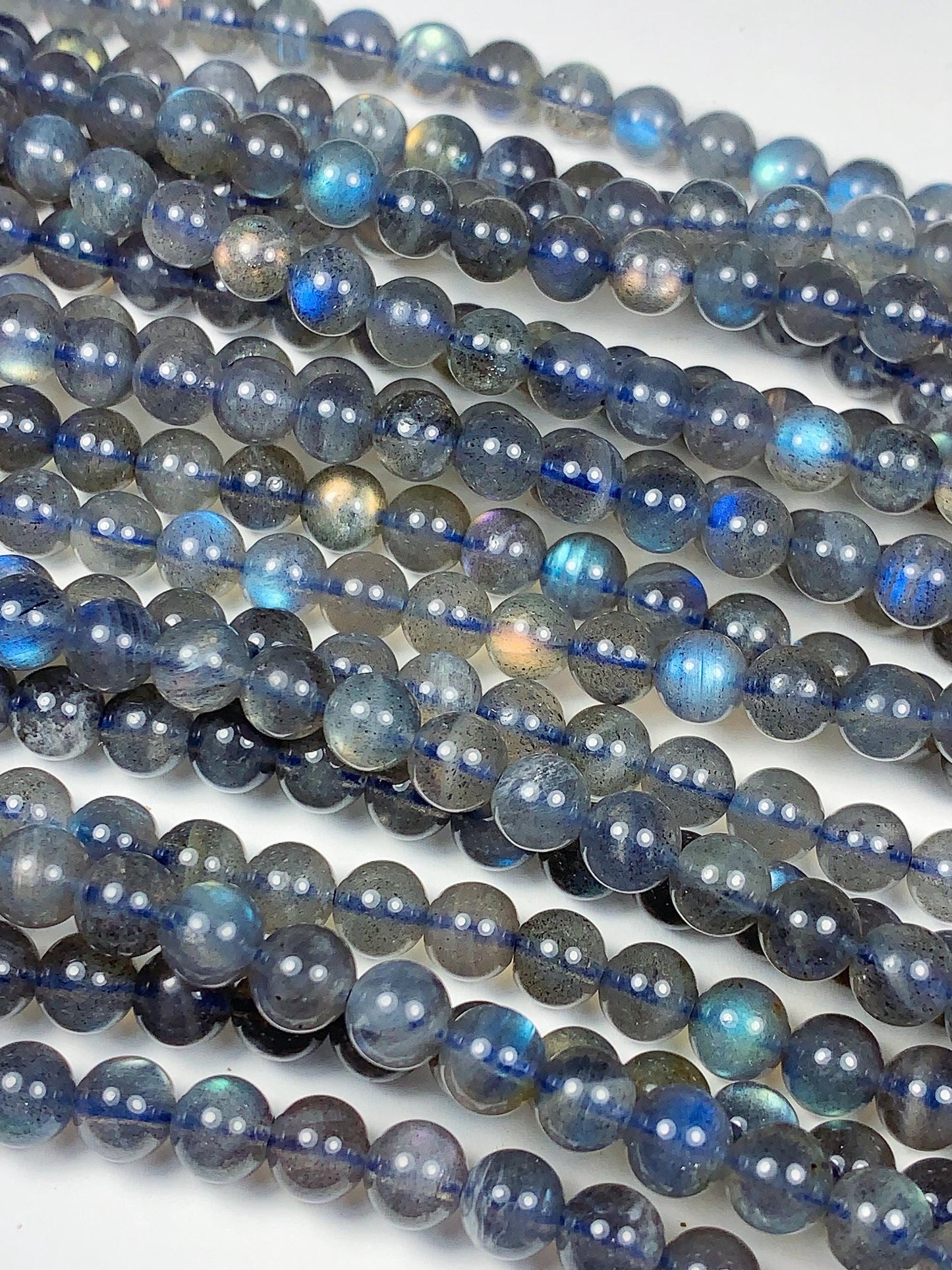 AAA++ Blue Rainbow Dark Gray Flashes Labradorite Smooth Round Beads 15.5" Strand gemstone 2mm 3mm 4mm 6mm 8mm 10mm 12mm 14mm 16mm 18mm 20mm
