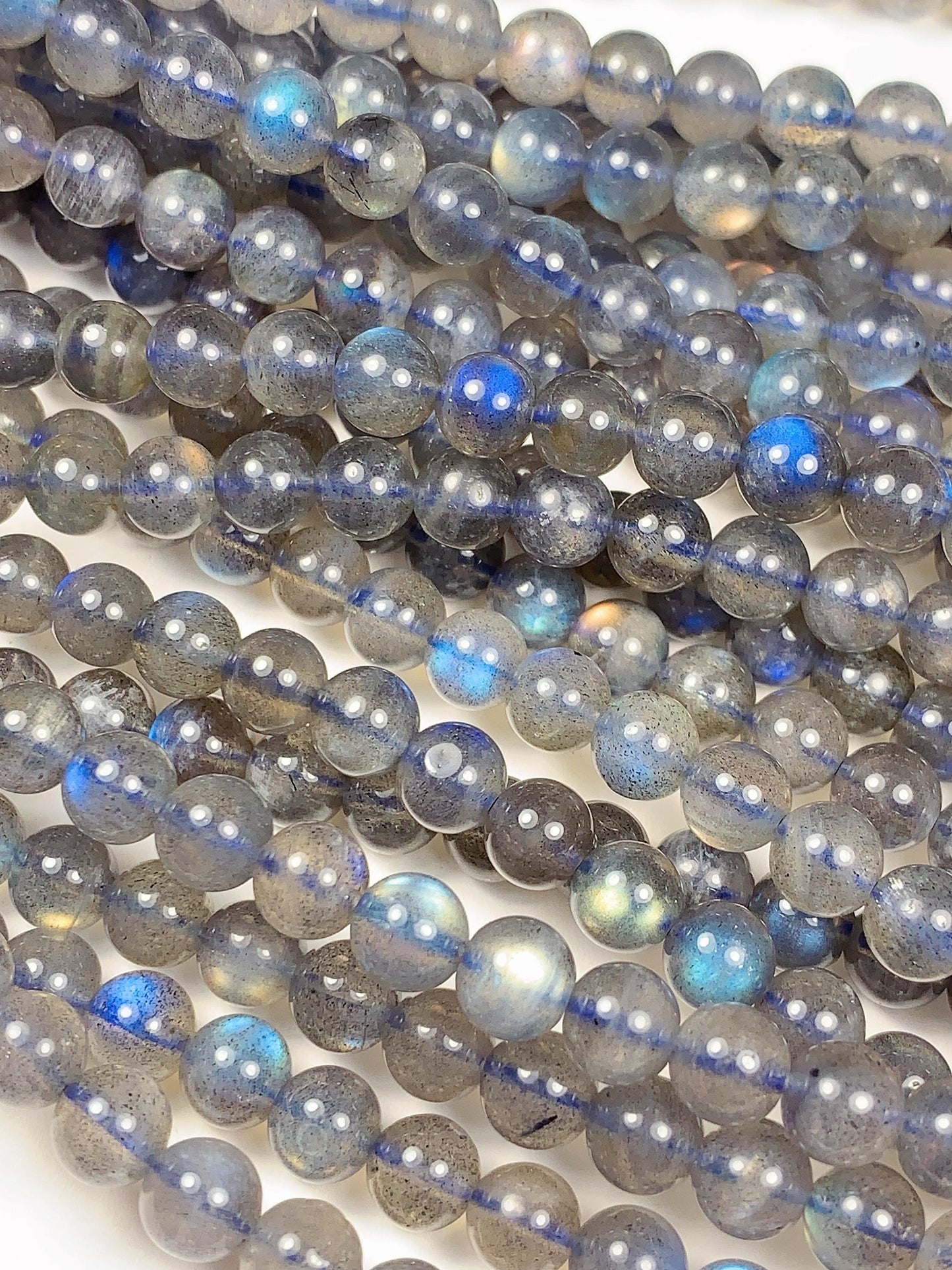 AAA++ Blue Rainbow Dark Gray Flashes Labradorite Smooth Round Beads 15.5" Strand gemstone 2mm 3mm 4mm 6mm 8mm 10mm 12mm 14mm 16mm 18mm 20mm