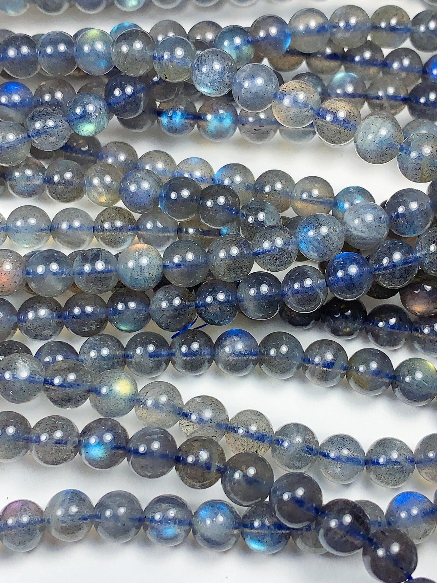AAA++ Blue Rainbow Dark Gray Flashes Labradorite Smooth Round Beads 15.5" Strand gemstone 2mm 3mm 4mm 6mm 8mm 10mm 12mm 14mm 16mm 18mm 20mm