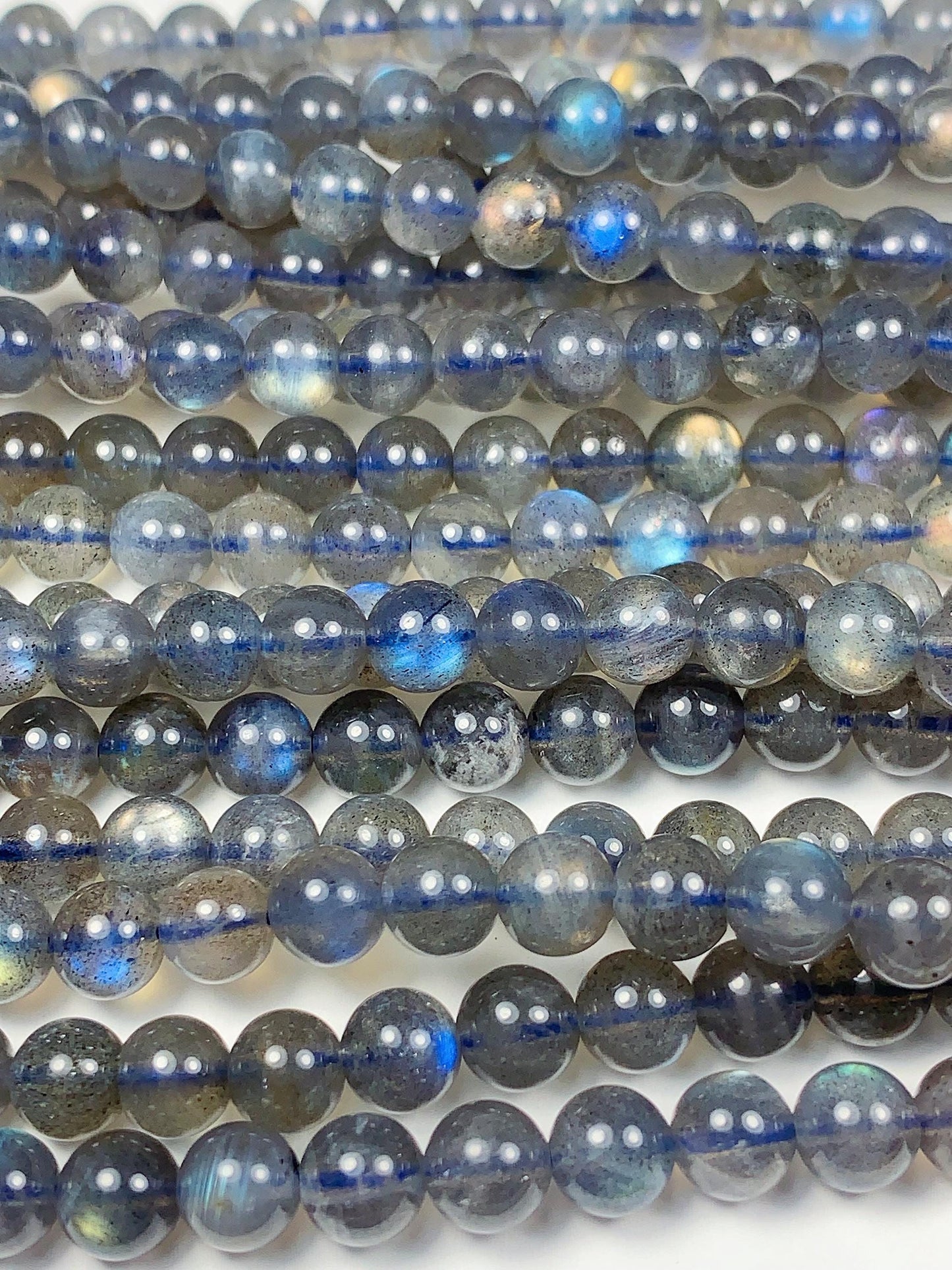 AAA++ Blue Rainbow Dark Gray Flashes Labradorite Smooth Round Beads 15.5" Strand gemstone 2mm 3mm 4mm 6mm 8mm 10mm 12mm 14mm 16mm 18mm 20mm