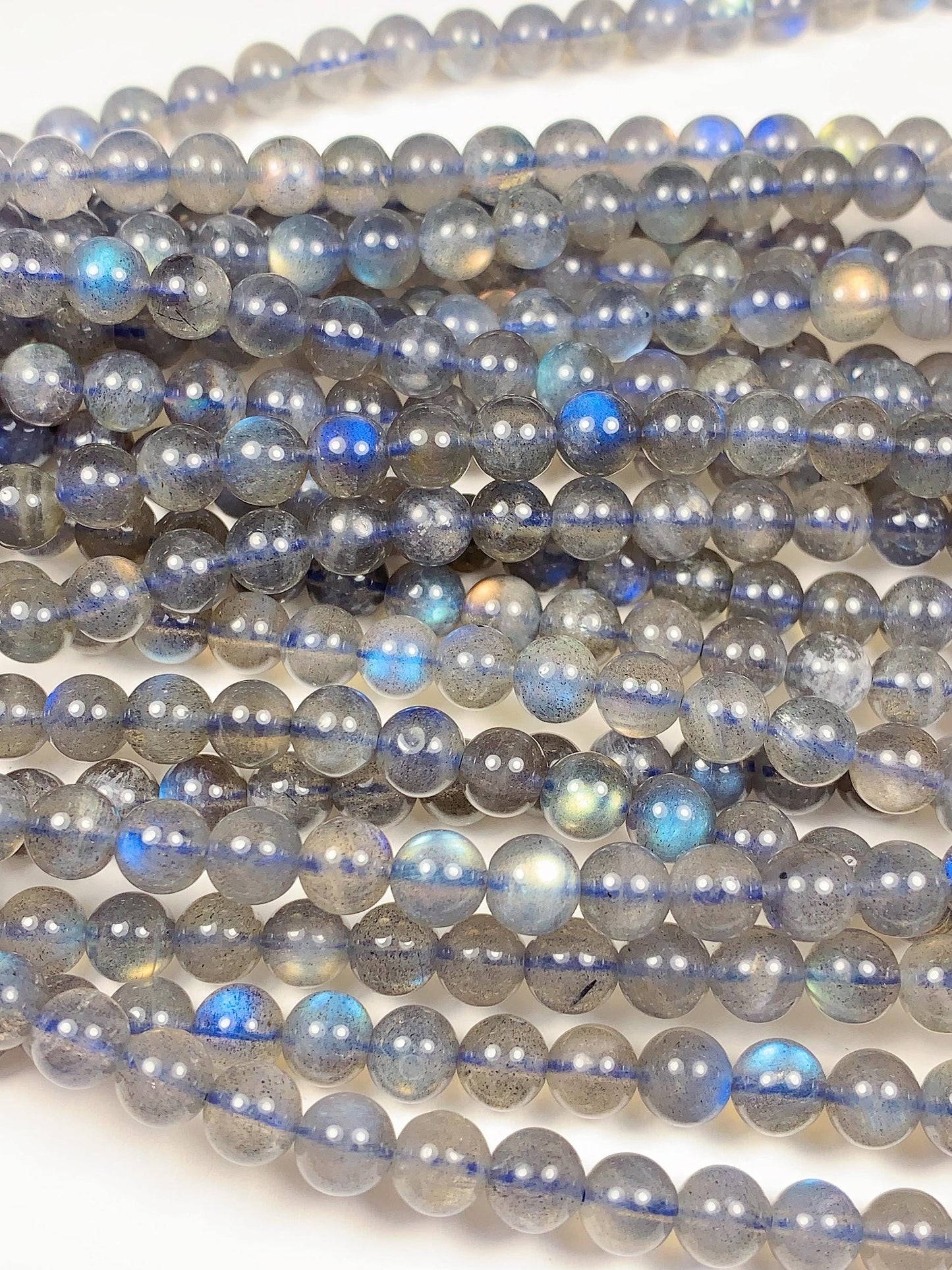 AAA++ Blue Rainbow Dark Gray Flashes Labradorite Smooth Round Beads 15.5" Strand gemstone 2mm 3mm 4mm 6mm 8mm 10mm 12mm 14mm 16mm 18mm 20mm