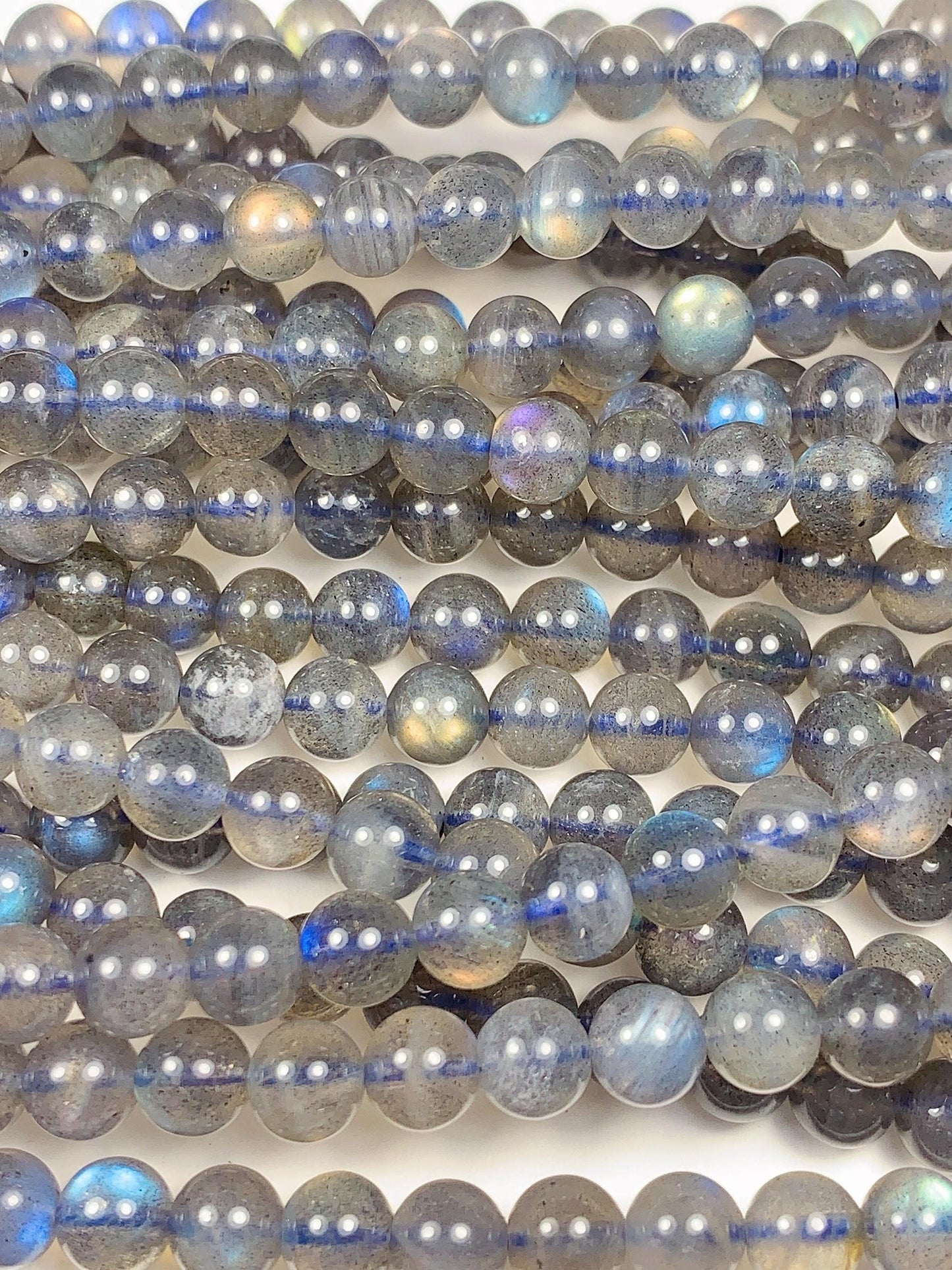AAA++ Blue Rainbow Dark Gray Flashes Labradorite Smooth Round Beads 15.5" Strand gemstone 2mm 3mm 4mm 6mm 8mm 10mm 12mm 14mm 16mm 18mm 20mm