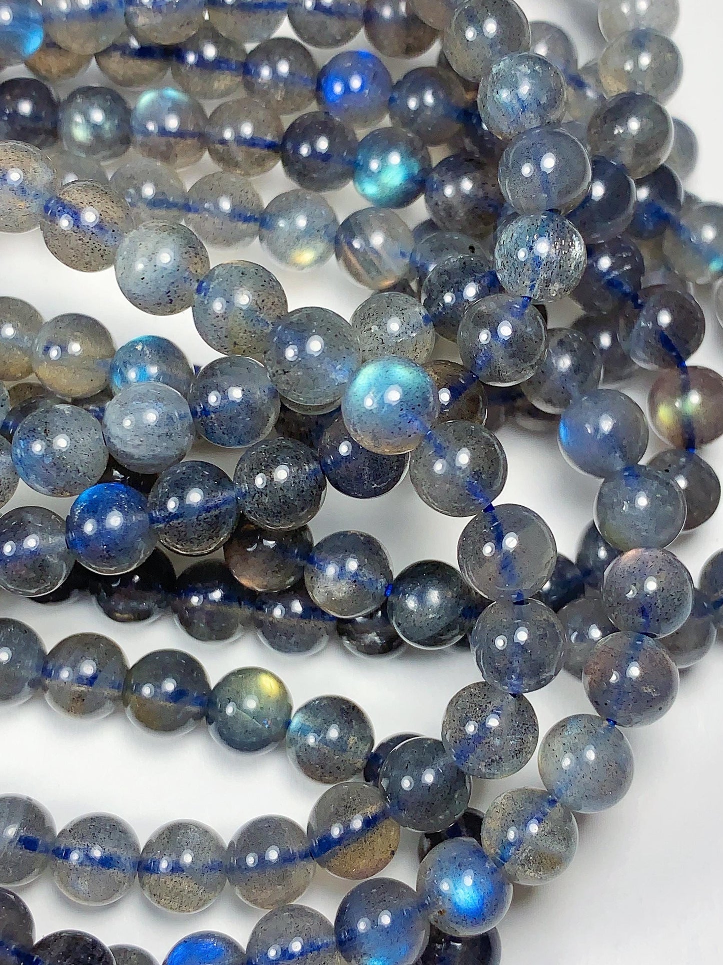 AAA++ Blue Rainbow Dark Gray Flashes Labradorite Smooth Round Beads 15.5" Strand gemstone 2mm 3mm 4mm 6mm 8mm 10mm 12mm 14mm 16mm 18mm 20mm