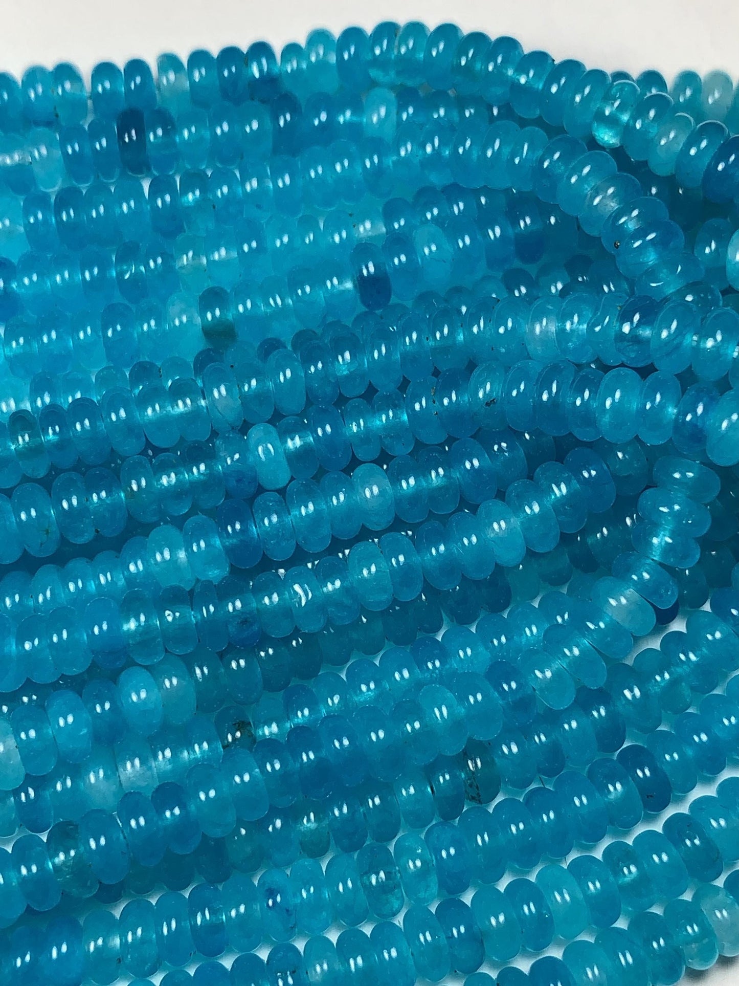 2x4mm Aqua Blue Agate Smooth Rondelle Beads 15" Strand