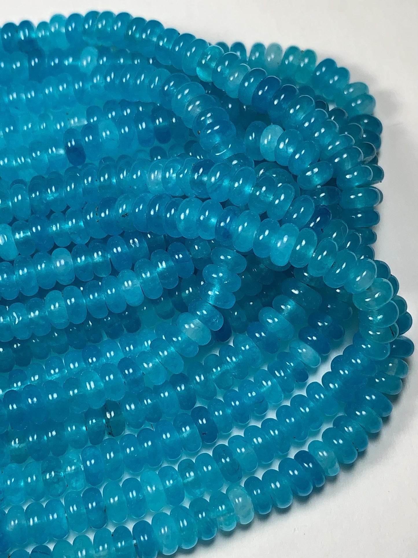 2x4mm Aqua Blue Agate Smooth Rondelle Beads 15" Strand