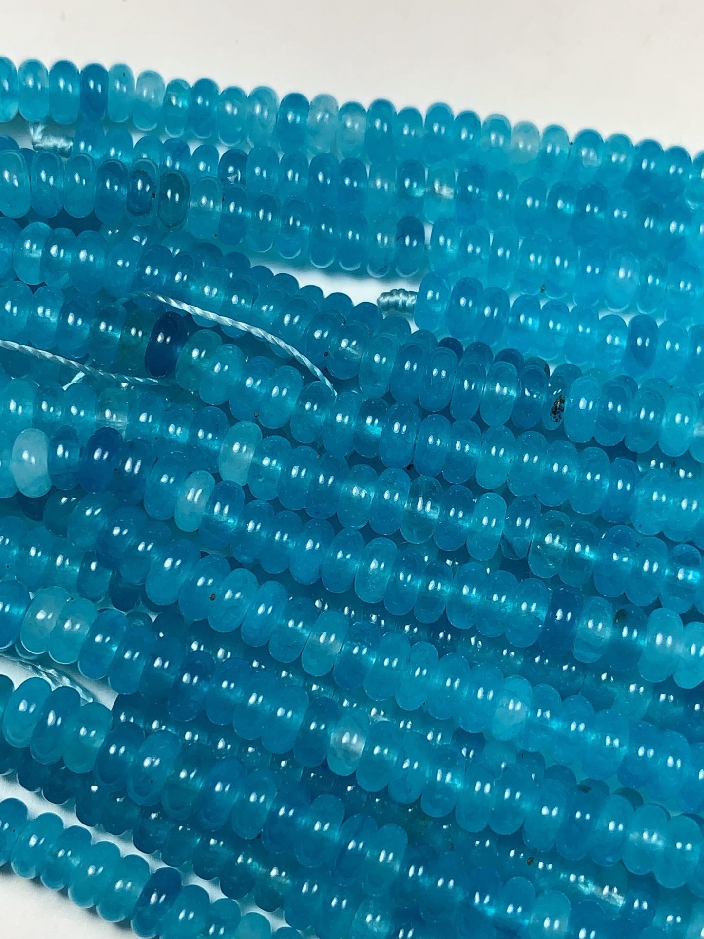 2x4mm Aqua Blue Agate Smooth Rondelle Beads 15" Strand