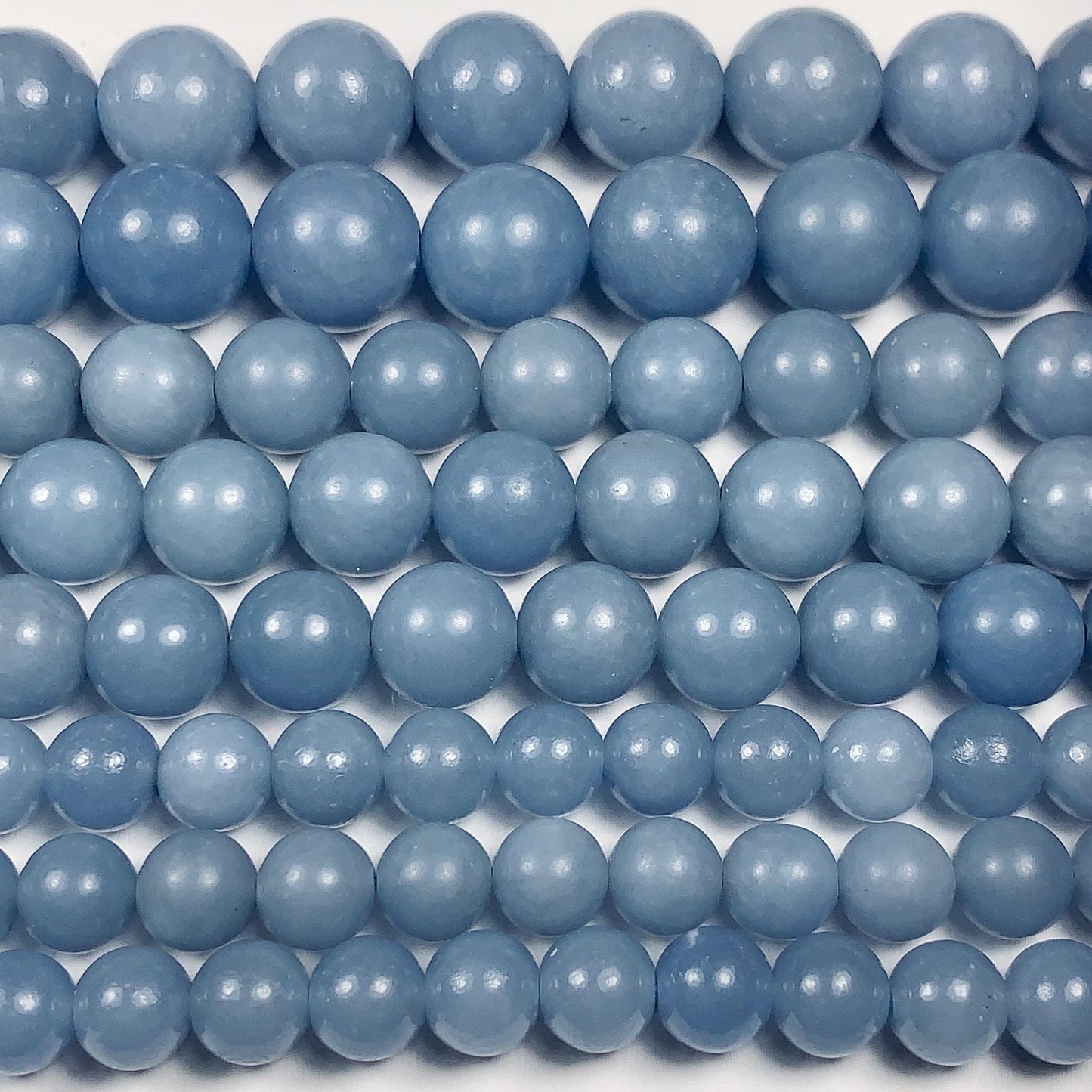 AAA Natural Blue Angelite Smooth Round Beads 15.5" Strand Gemstone
