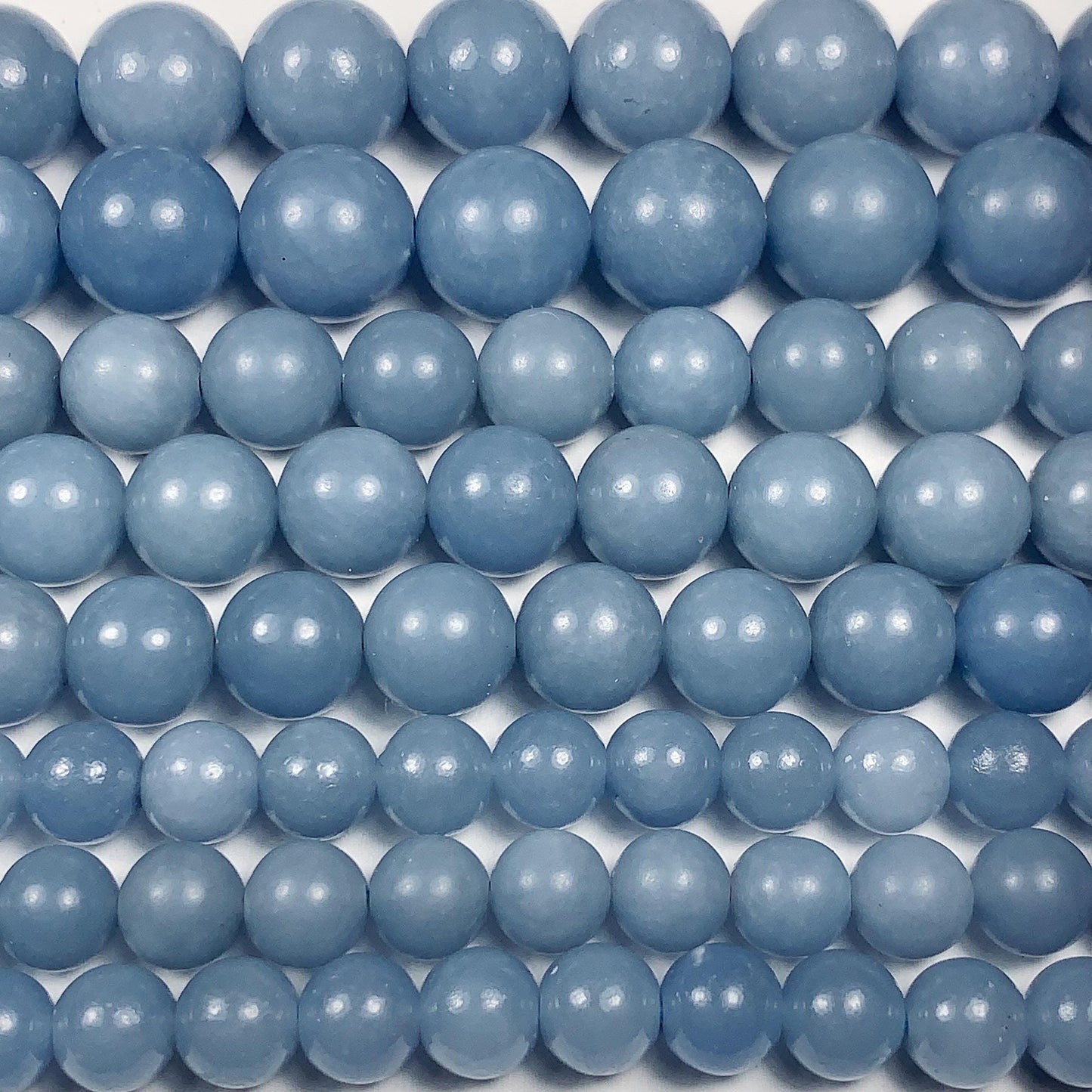 AAA Natural Blue Angelite Smooth Round Beads 15.5" Strand Gemstone