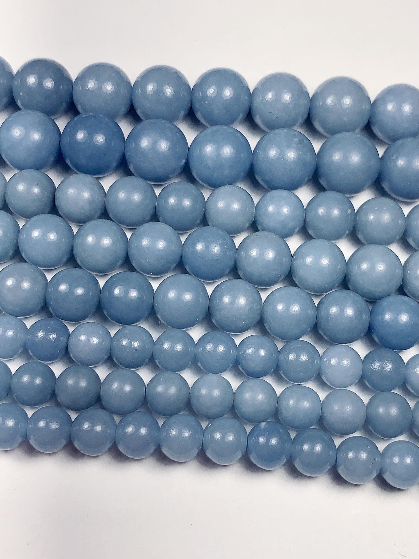 AAA Natural Blue Angelite Smooth Round Beads 15.5" Strand Gemstone
