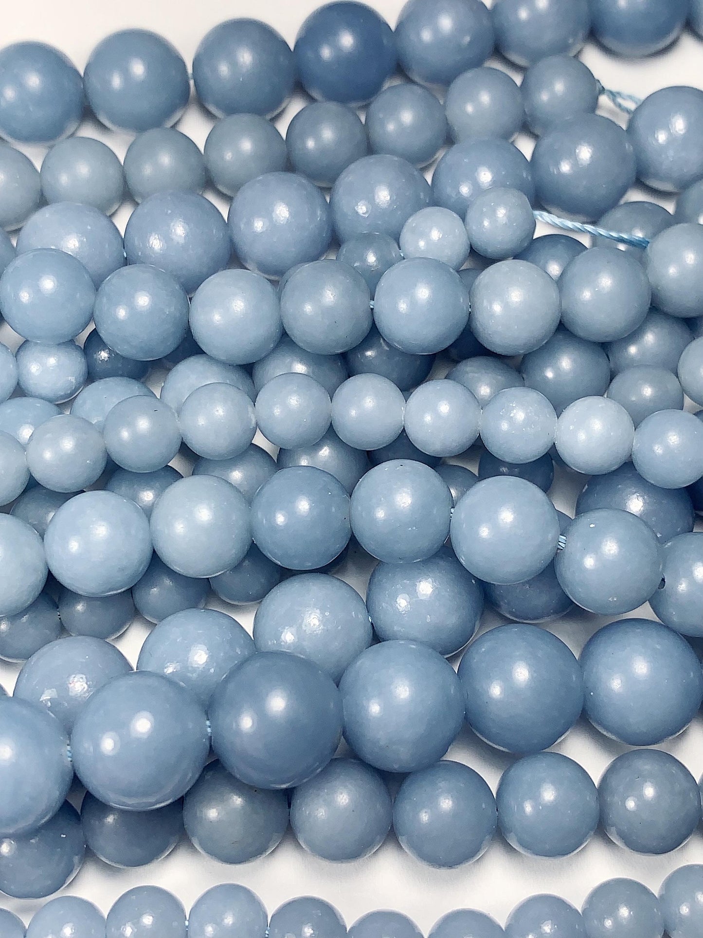 AAA Natural Blue Angelite Smooth Round Beads 15.5" Strand Gemstone