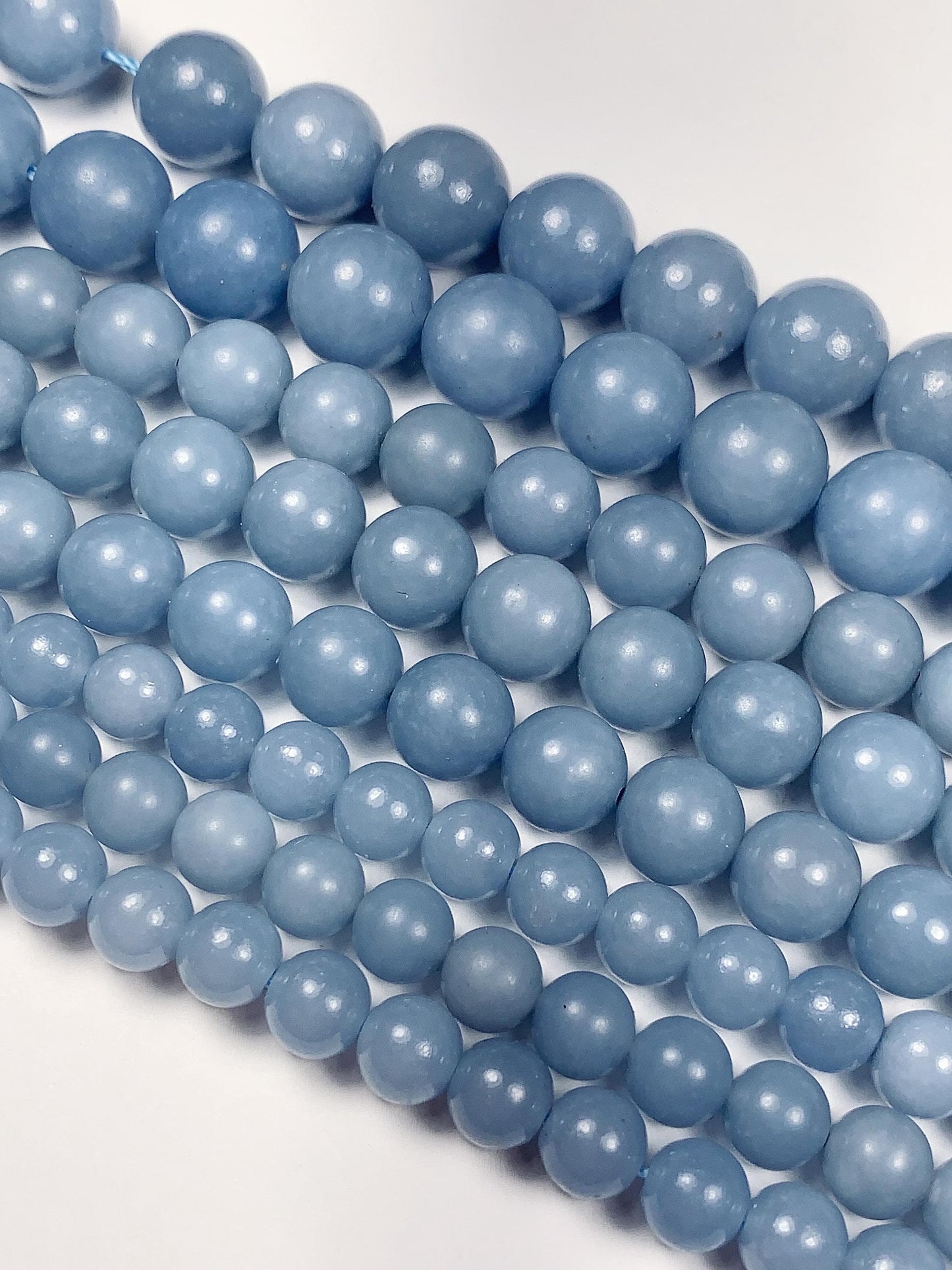AAA Natural Blue Angelite Smooth Round Beads 15.5" Strand Gemstone