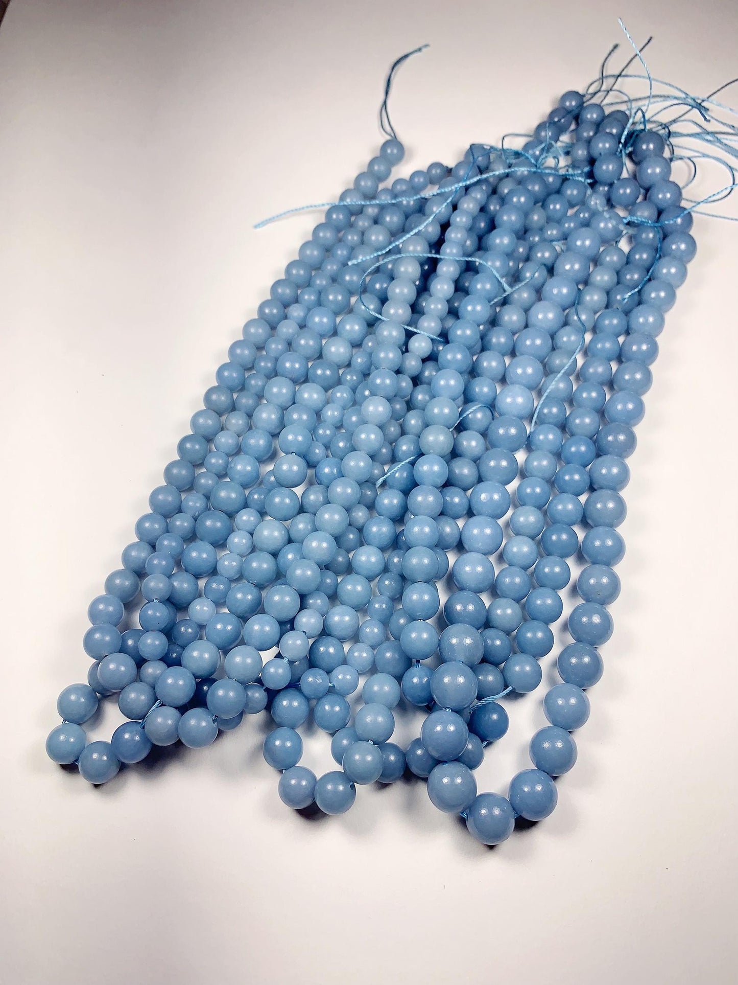 AAA Natural Blue Angelite Smooth Round Beads 15.5" Strand Gemstone