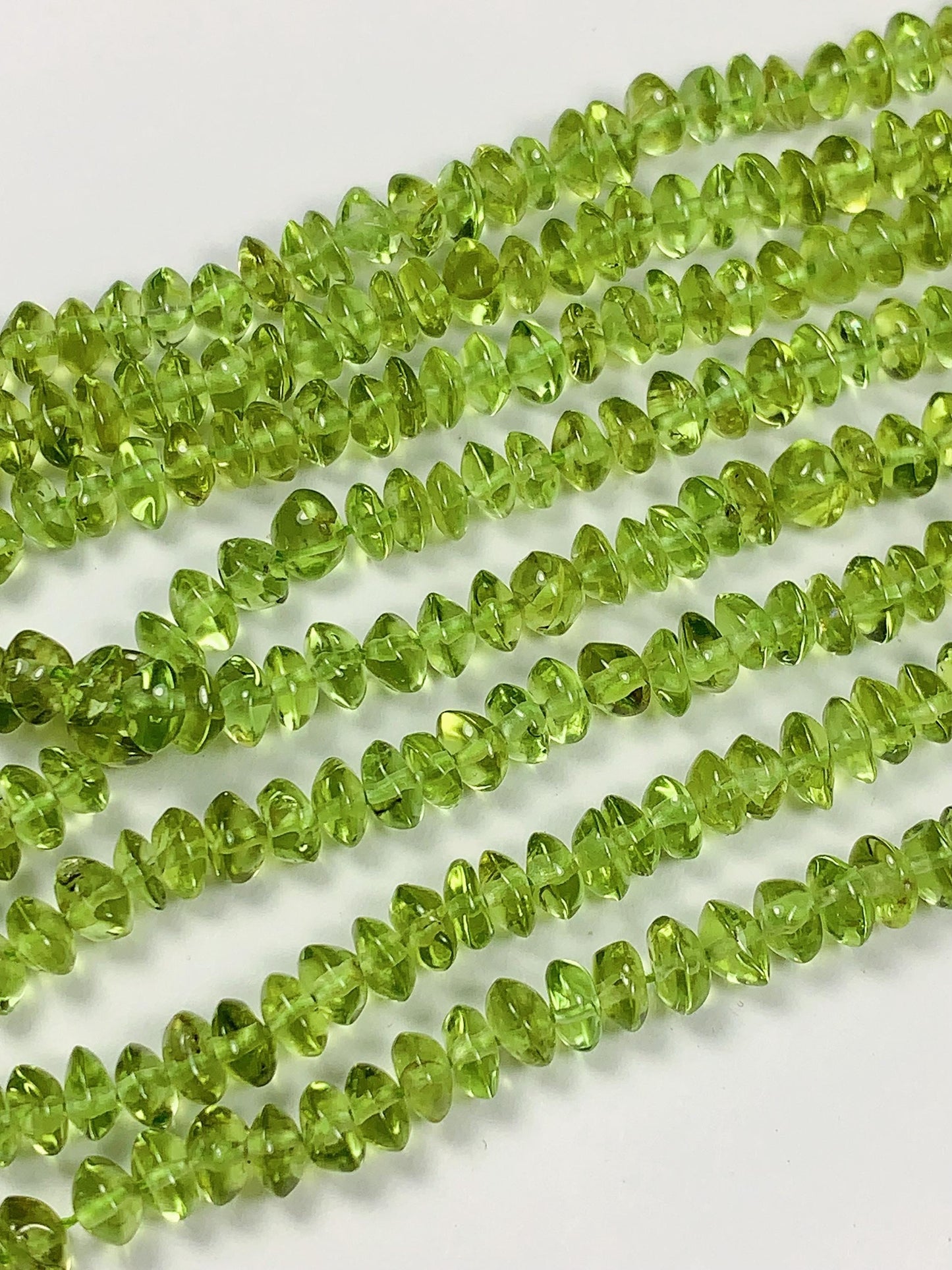 4.5 mm AAA Green Peridot Rondelle Beads 15" Strand