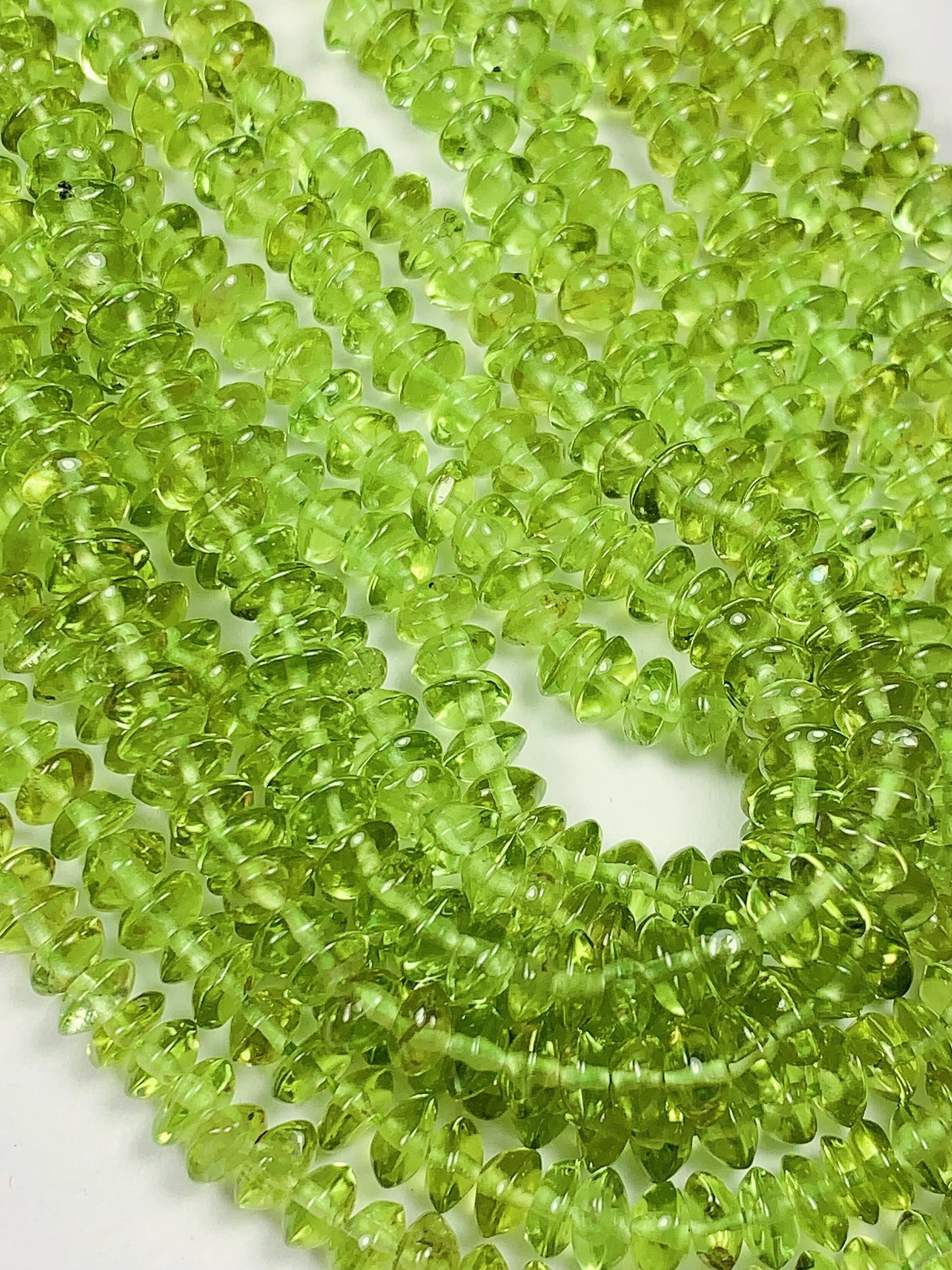 4.5 mm AAA Green Peridot Rondelle Beads 15" Strand