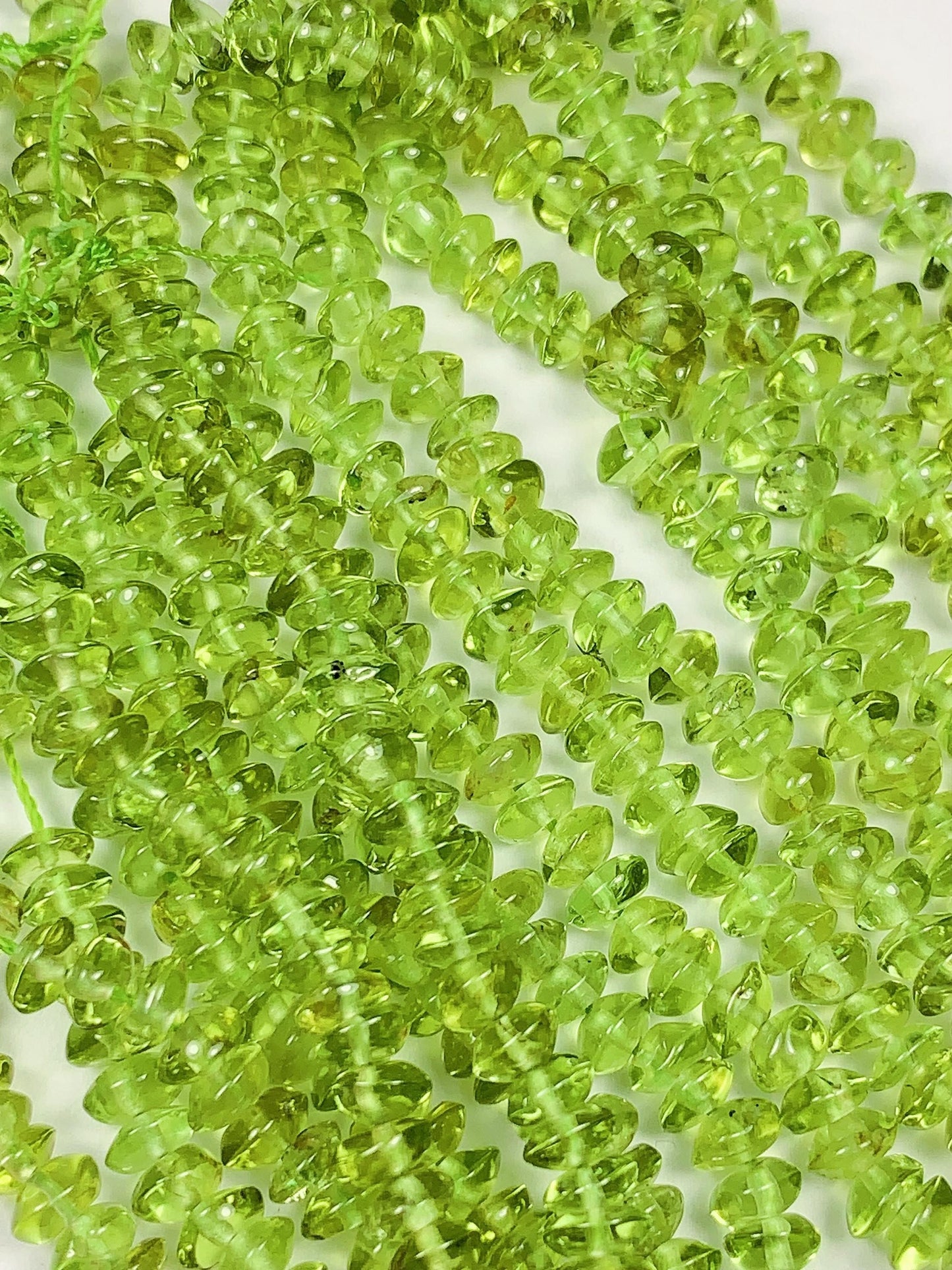 4.5 mm AAA Green Peridot Rondelle Beads 15" Strand