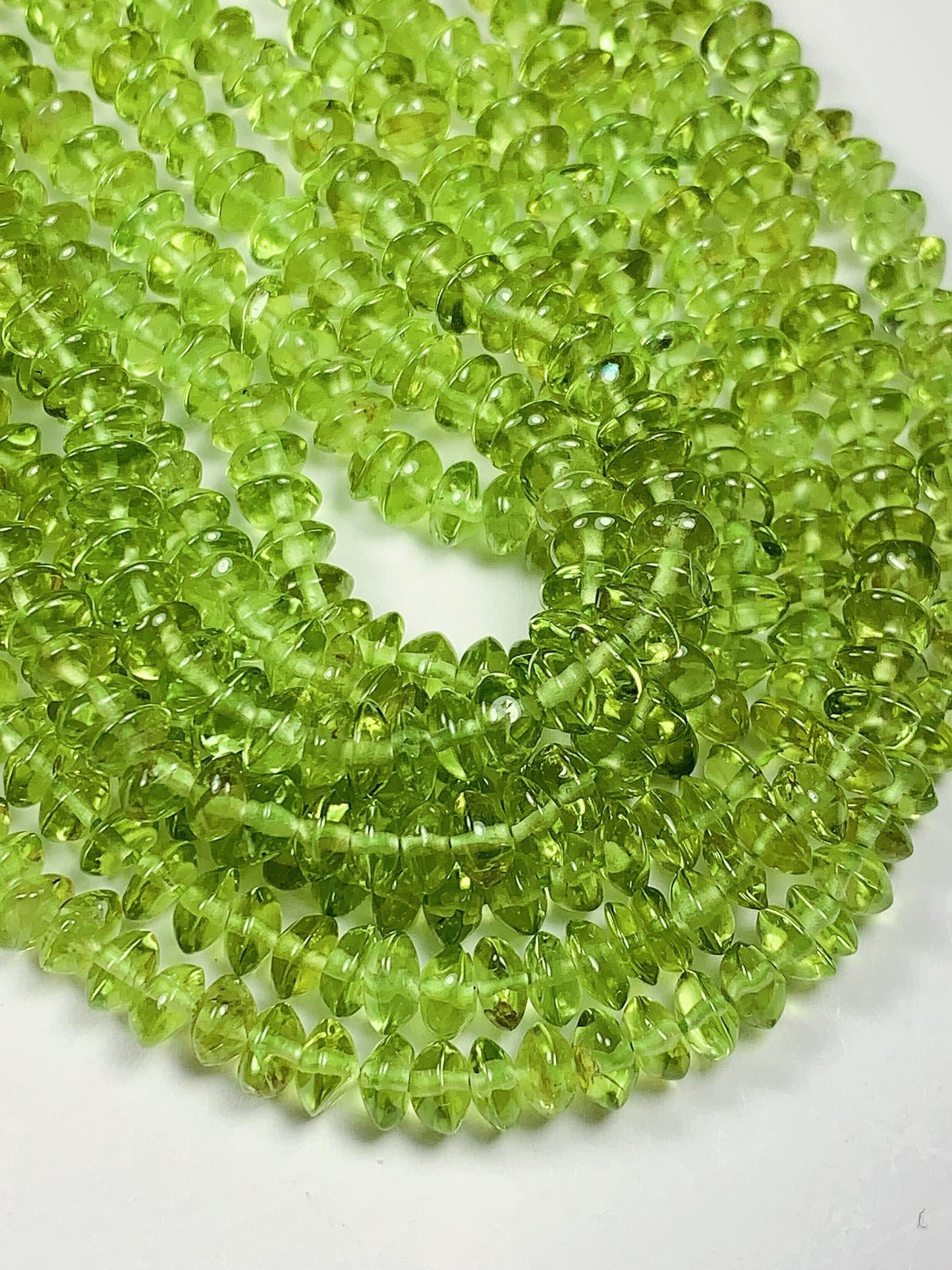 4.5 mm AAA Green Peridot Rondelle Beads 15" Strand