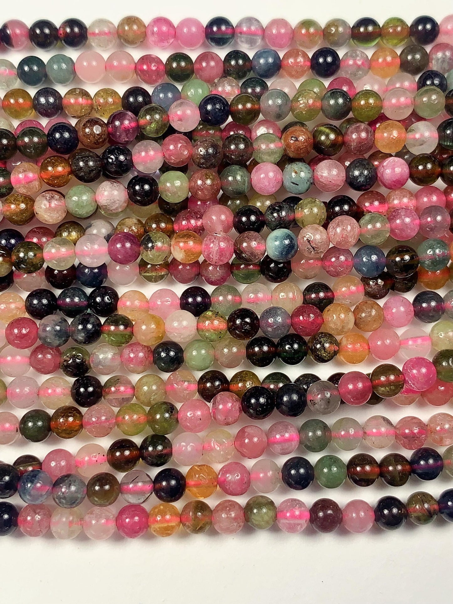 3mm half transparent Rainbow Tourmaline Smooth Round Beads: Natural Gemstone Strand 15.2