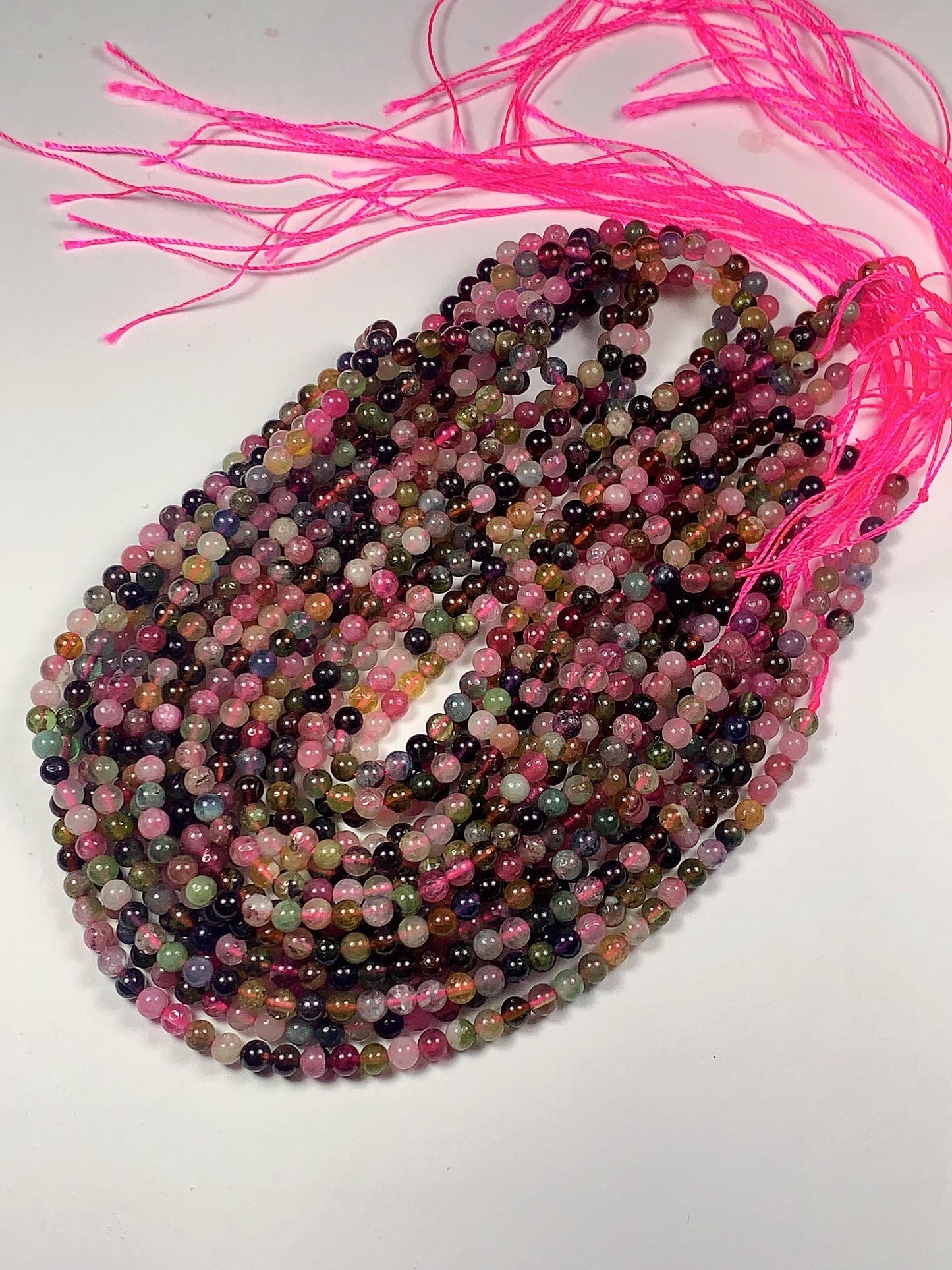 3mm half transparent Rainbow Tourmaline Smooth Round Beads: Natural Gemstone Strand 15.2