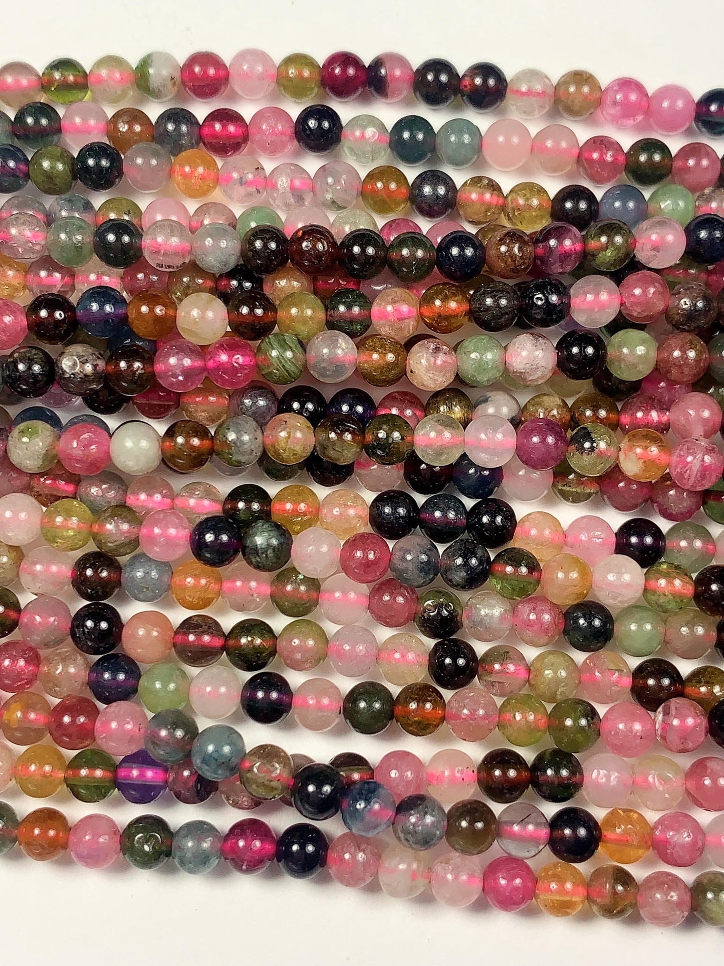 3mm half transparent Rainbow Tourmaline Smooth Round Beads: Natural Gemstone Strand 15.2