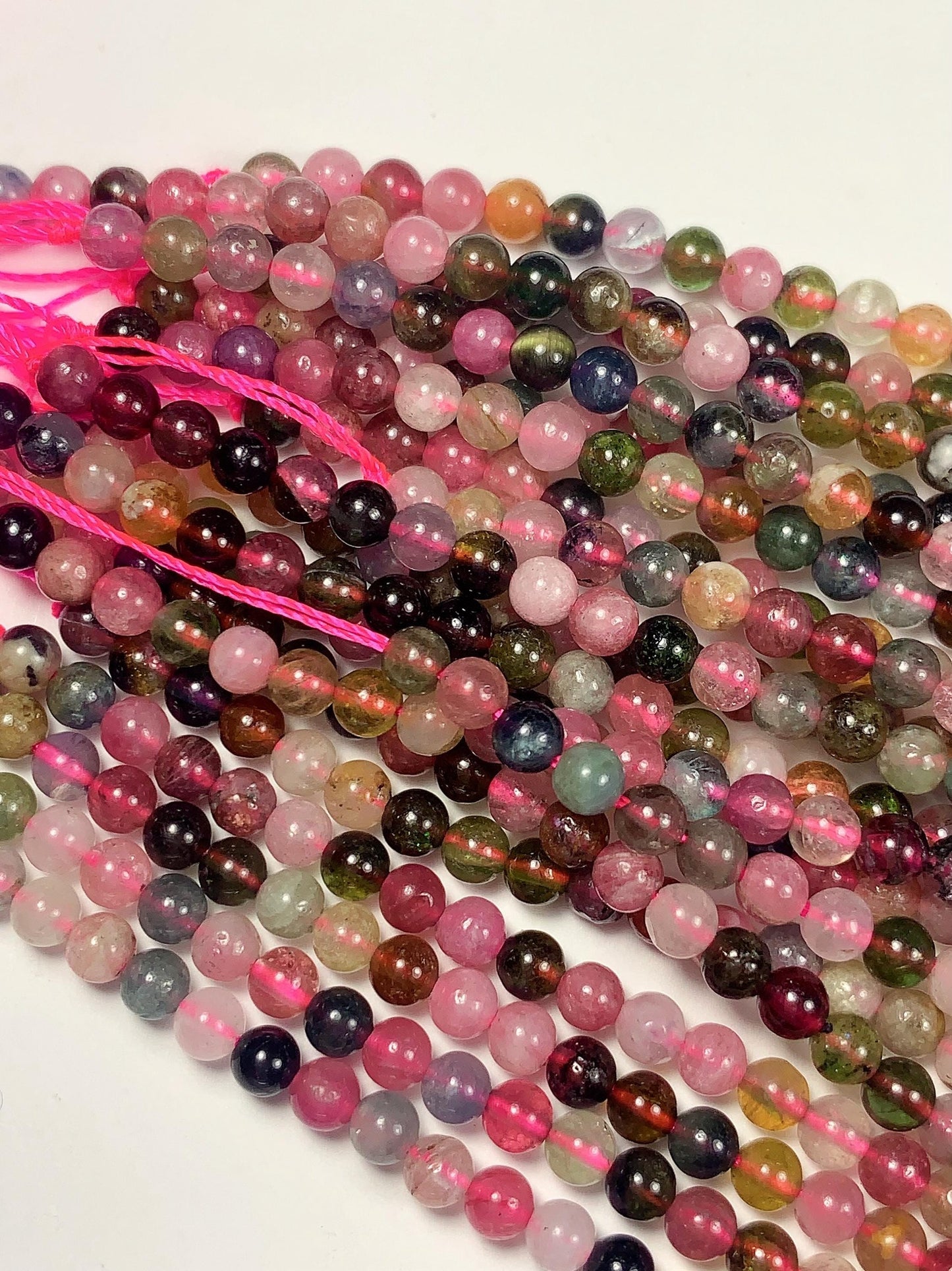 3mm half transparent Rainbow Tourmaline Smooth Round Beads: Natural Gemstone Strand 15.2