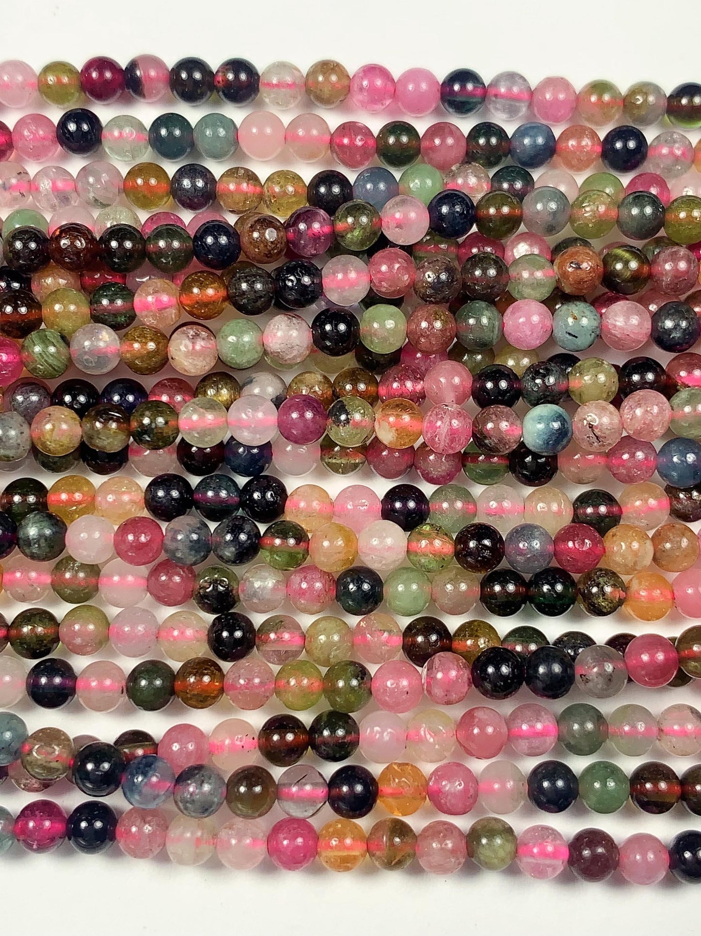3mm half transparent Rainbow Tourmaline Smooth Round Beads: Natural Gemstone Strand 15.2