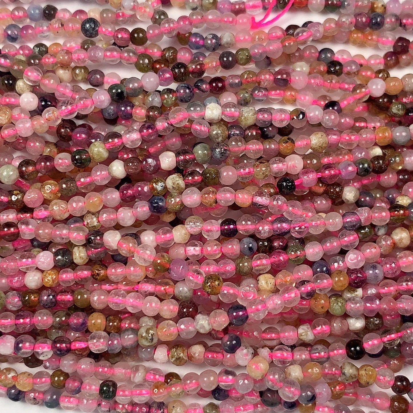 5mm Rainbow Tourmaline Smooth Round Beads: Natural Gemstone Strand 15.2