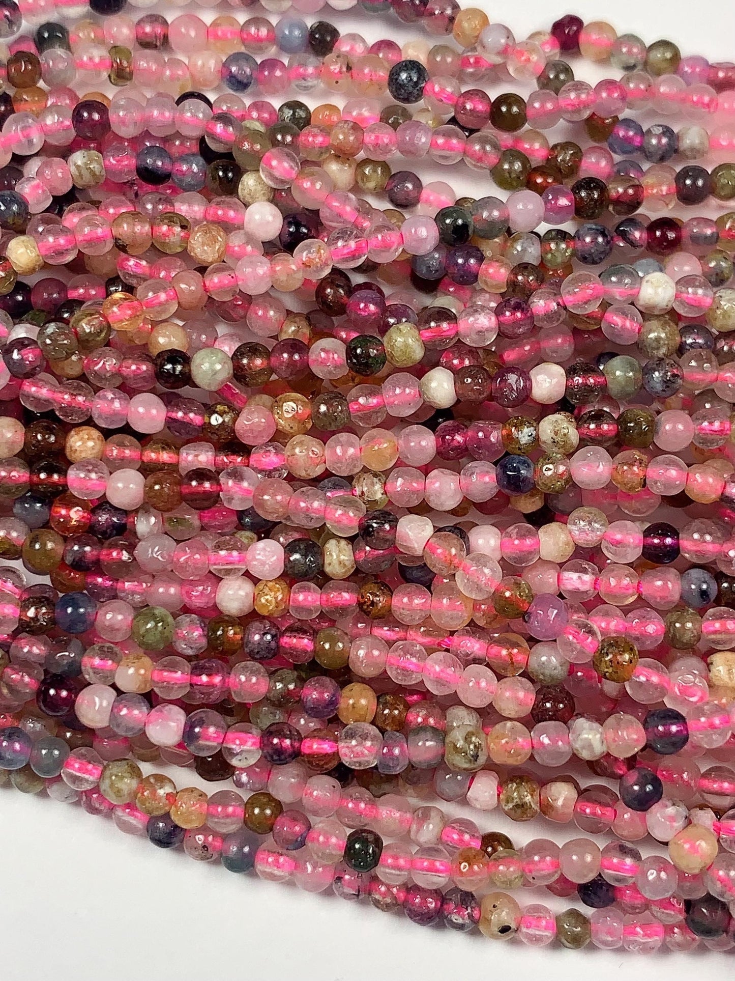 5mm Rainbow Tourmaline Smooth Round Beads: Natural Gemstone Strand 15.2