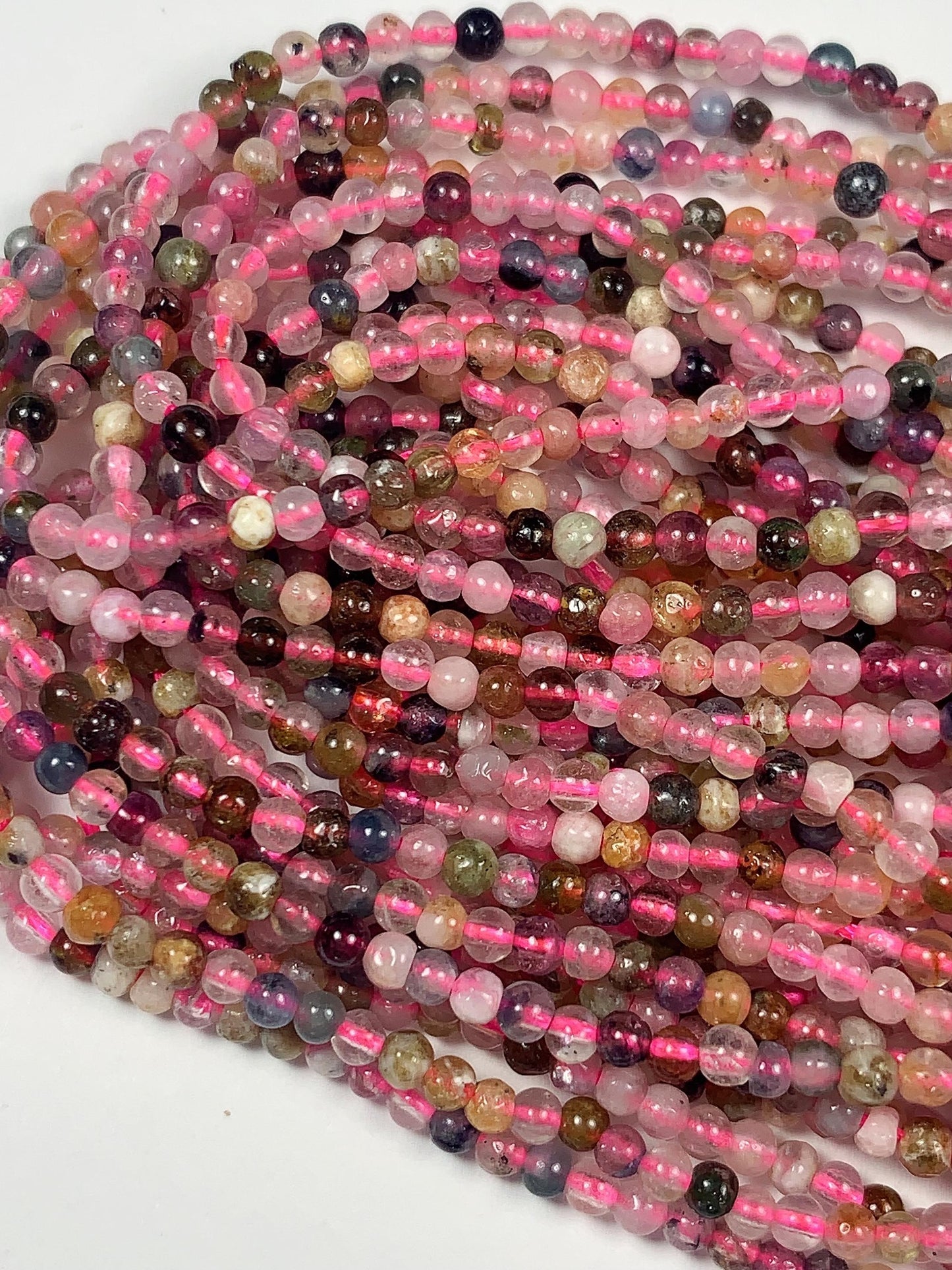 5mm Rainbow Tourmaline Smooth Round Beads: Natural Gemstone Strand 15.2