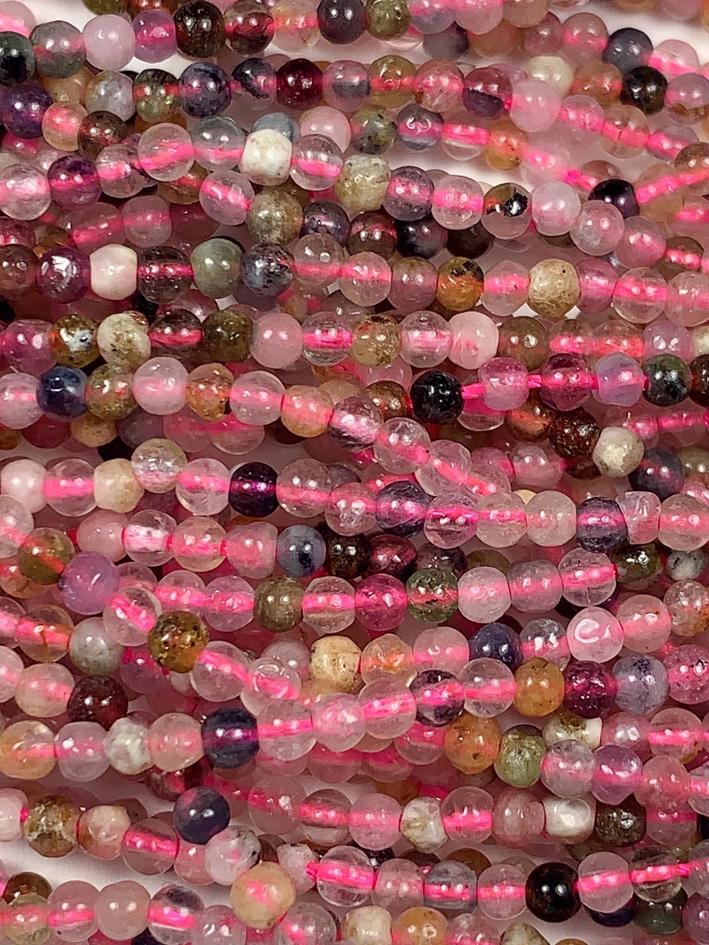 5mm Rainbow Tourmaline Smooth Round Beads: Natural Gemstone Strand 15.2