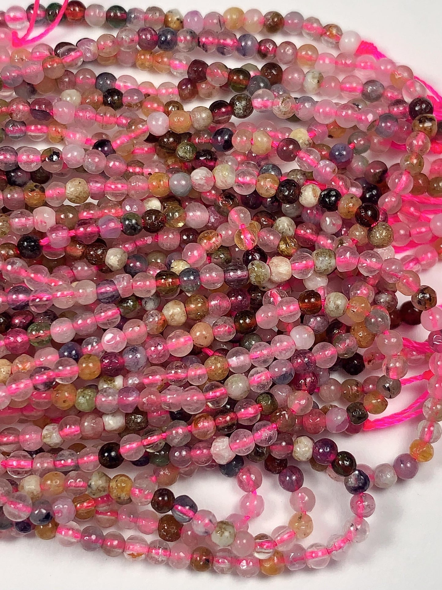 5mm Rainbow Tourmaline Smooth Round Beads: Natural Gemstone Strand 15.2