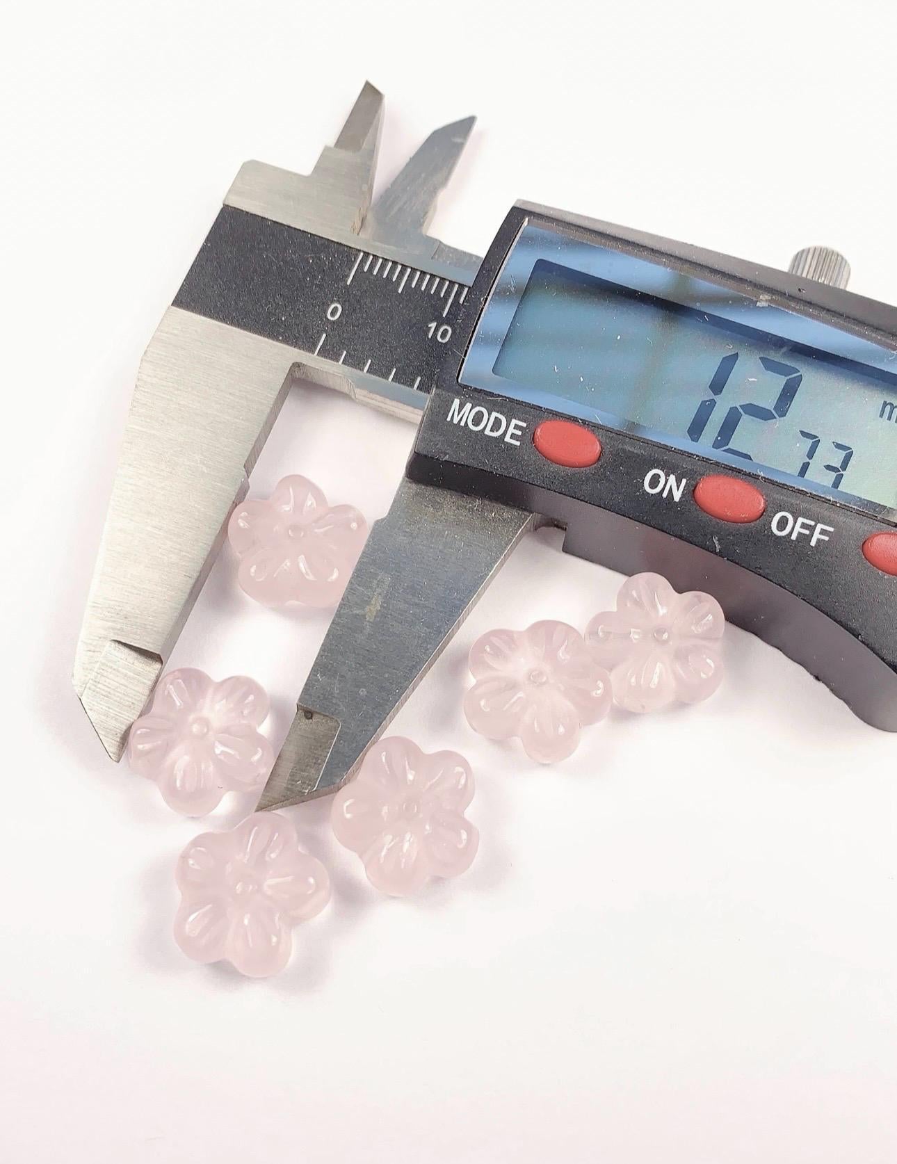 12mm Carved Rose Quartz Flower Bead: Madagascar Gemstone