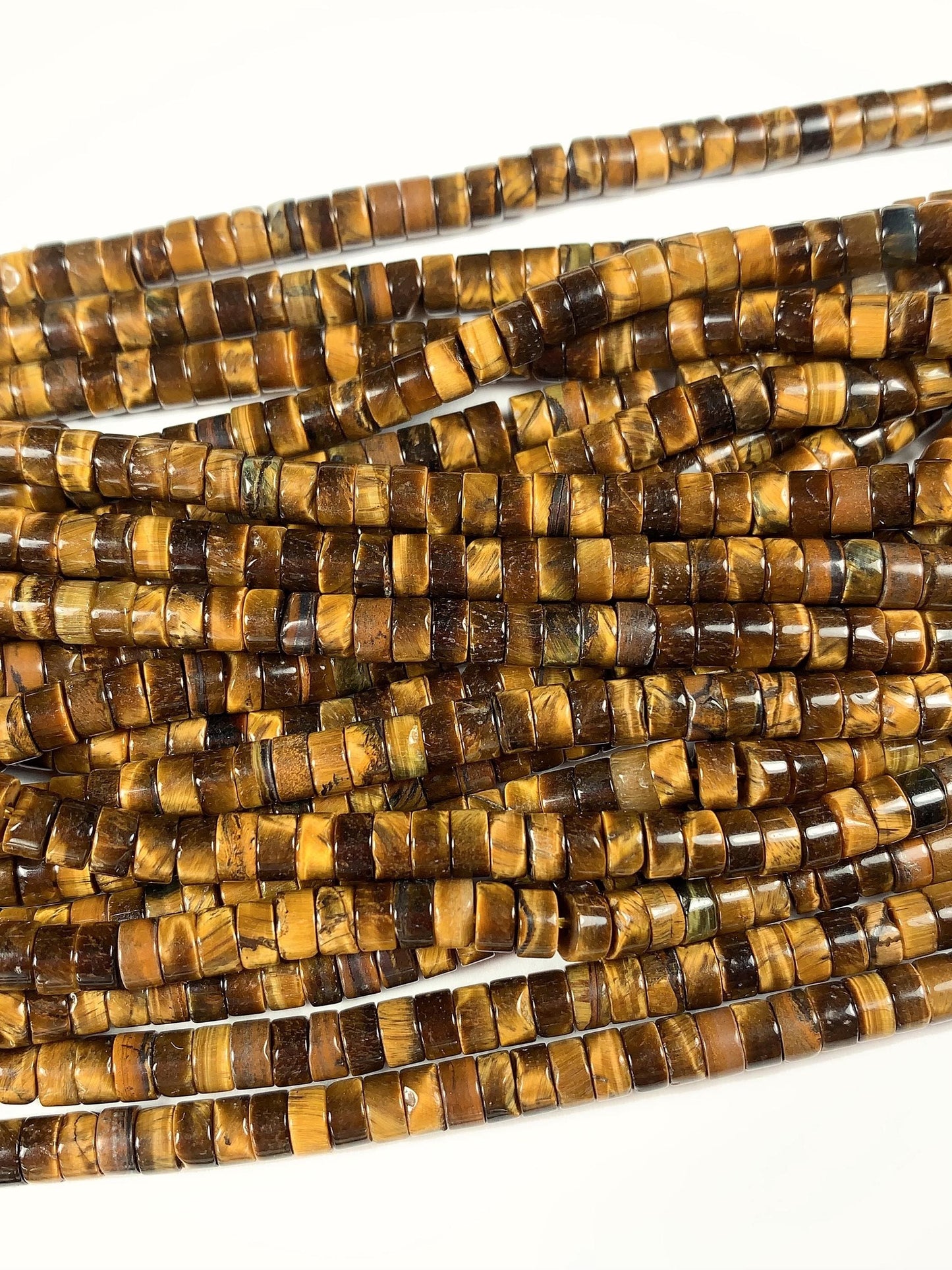 2x4mm Natural Yellow Gold Tiger Eyes Heishi Disc Beads Gemstone Strand 15"