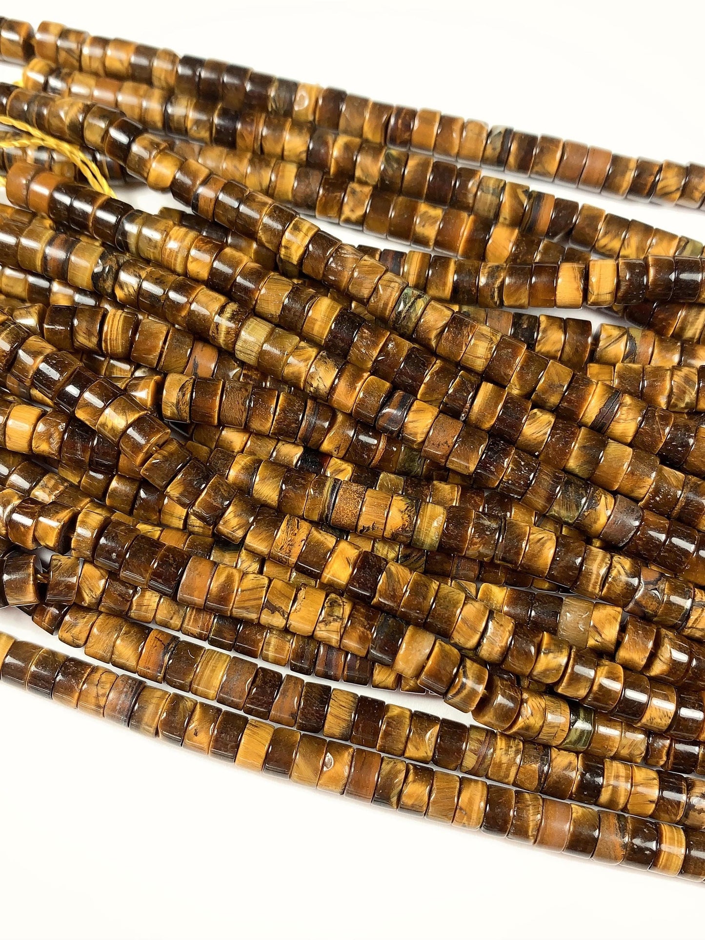2x4mm Natural Yellow Gold Tiger Eyes Heishi Disc Beads Gemstone Strand 15"