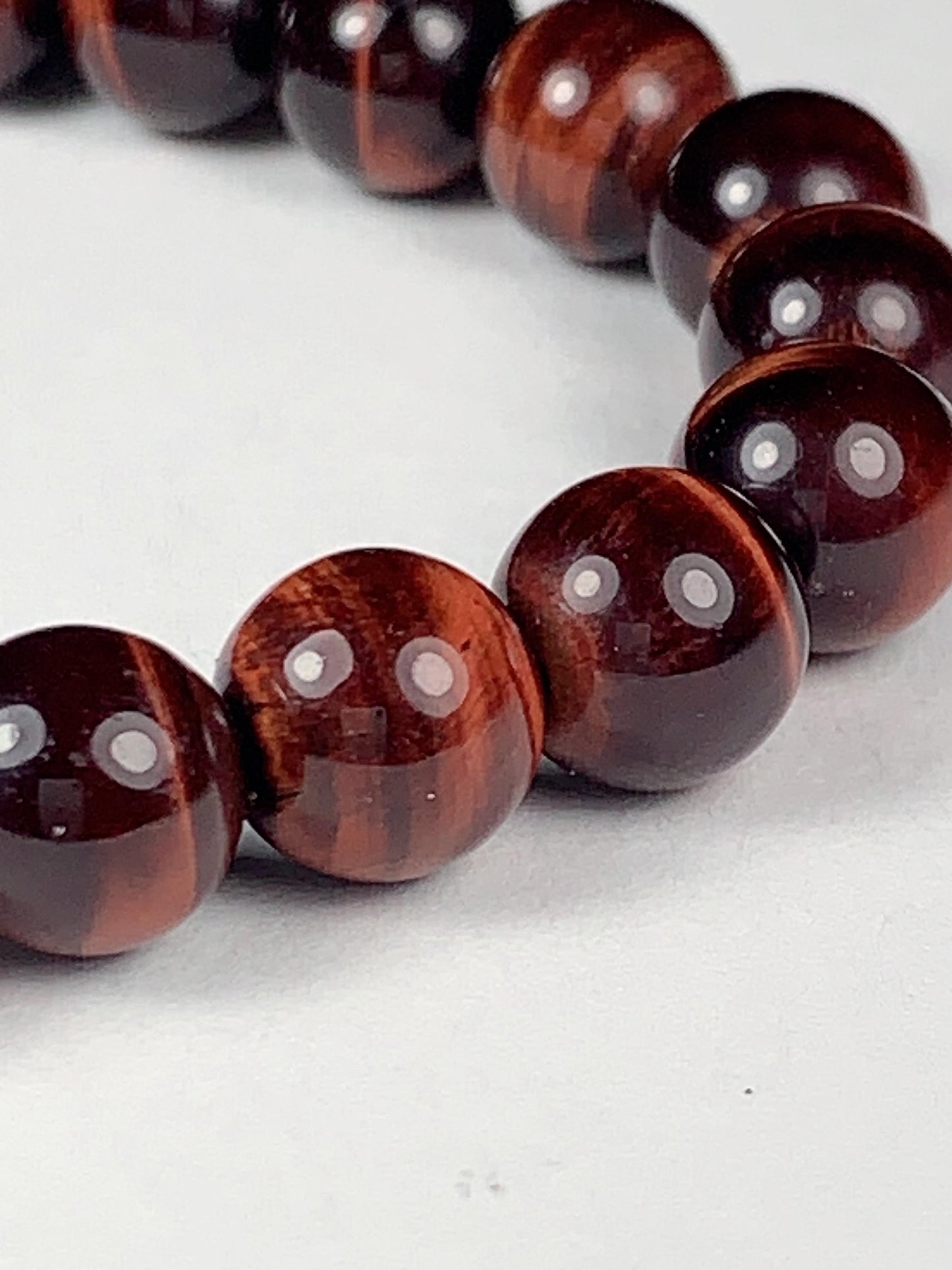 Grade AAA Genuine Natural Red Tiger's Eye Smooth Round Stretch Bracelet 8mm