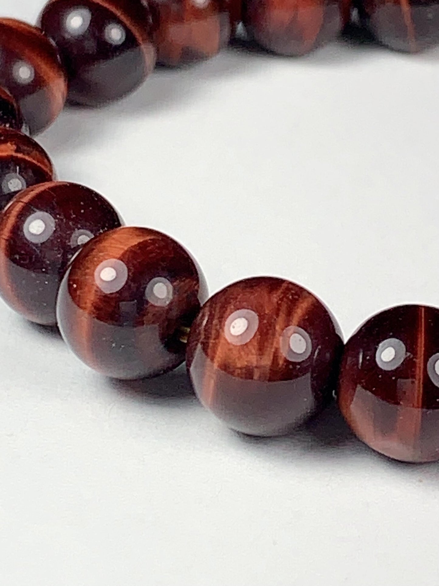 Grade AAA Genuine Natural Red Tiger's Eye Smooth Round Stretch Bracelet 8mm