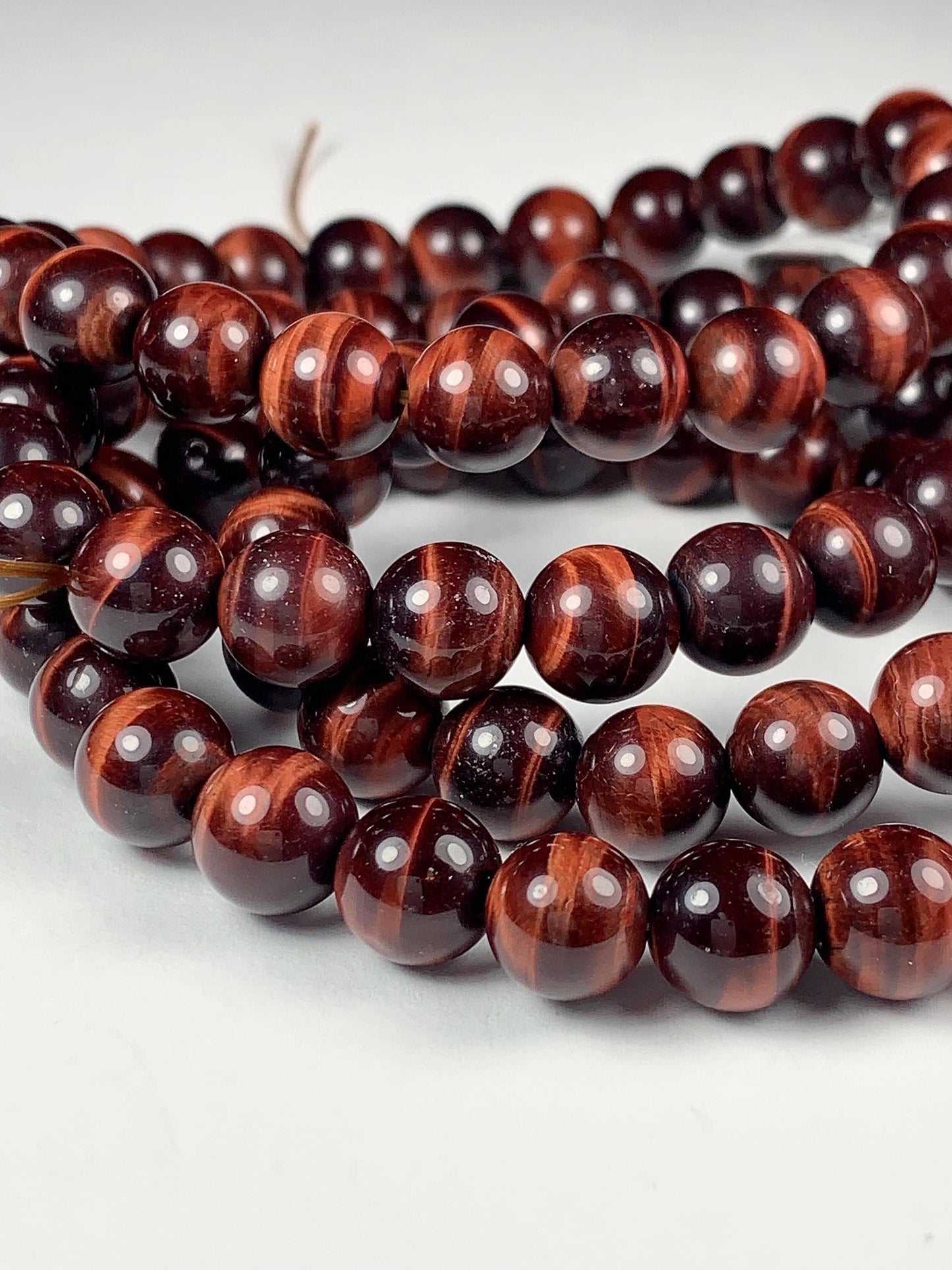 Grade AAA Genuine Natural Red Tiger's Eye Smooth Round Stretch Bracelet 8mm