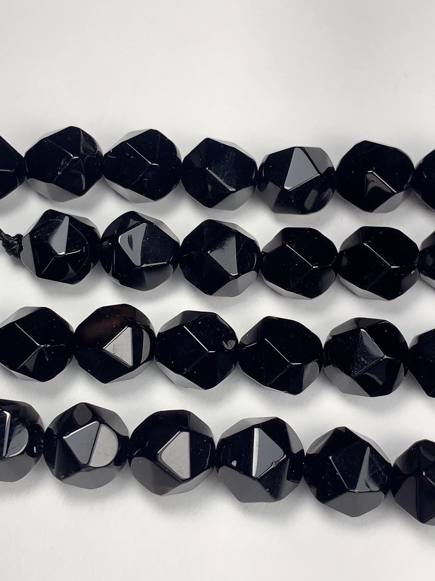 AAA Natural Black Smooth Star Diamond Shape Beads 15" Strand